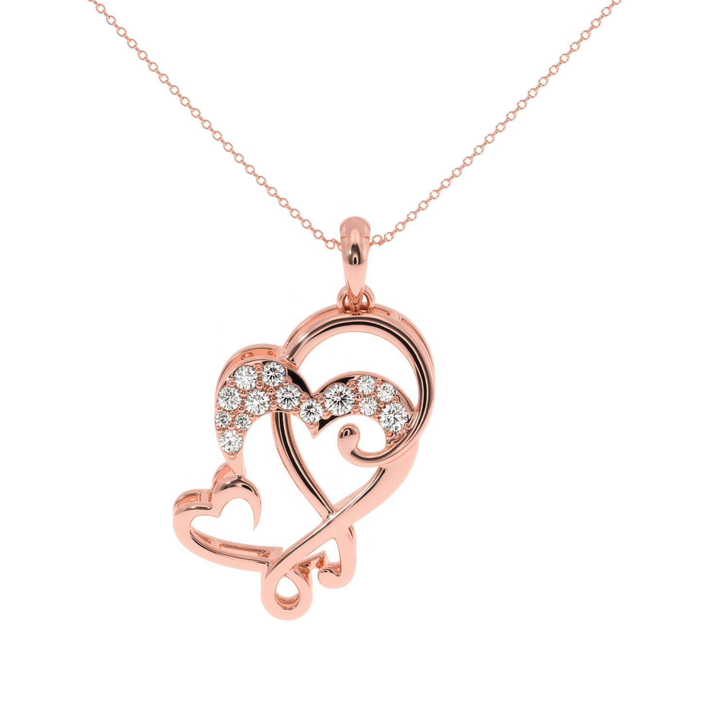 Solitairekart Celebrate Love with Twin Heart Lab Diamond Pendant – 0.16 Carat