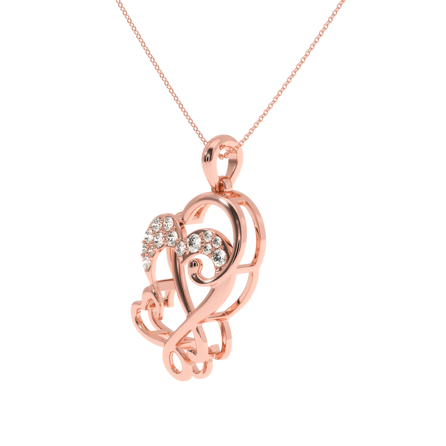 Solitairekart Celebrate Love with Twin Heart Lab Diamond Pendant – 0.16 Carat