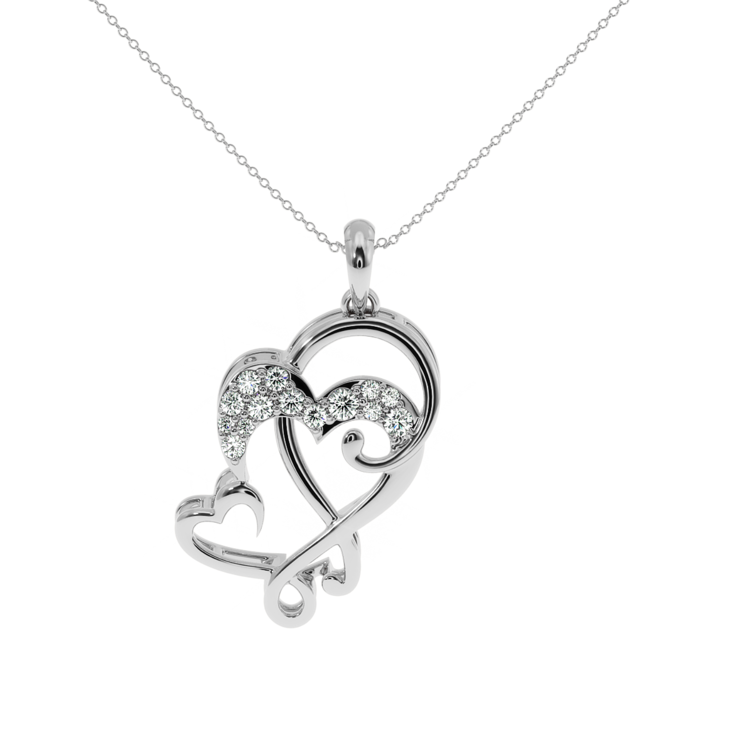 Solitairekart Celebrate Love with Twin Heart Lab Diamond Pendant – 0.16 Carat