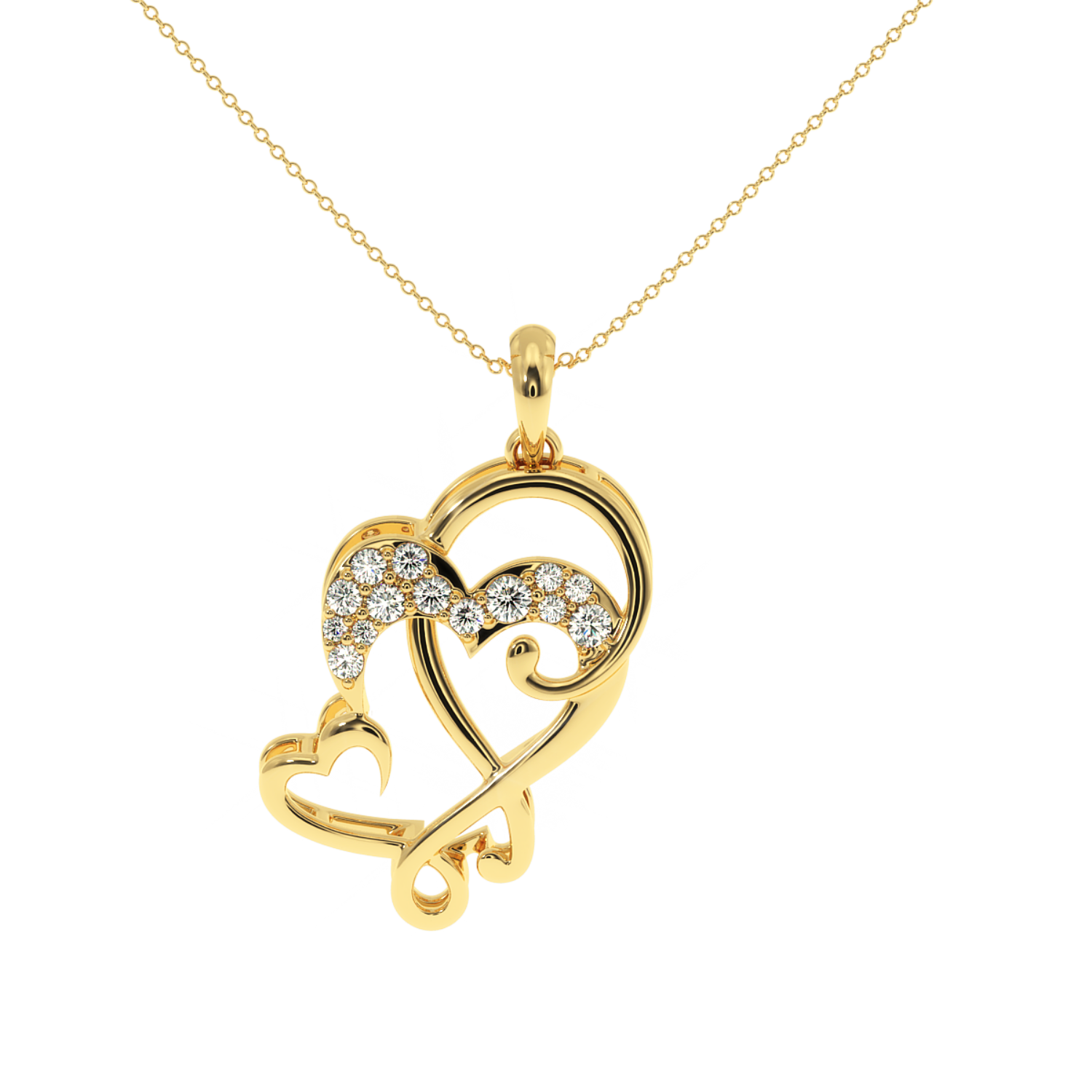 Solitairekart Celebrate Love with Twin Heart Lab Diamond Pendant – 0.16 Carat