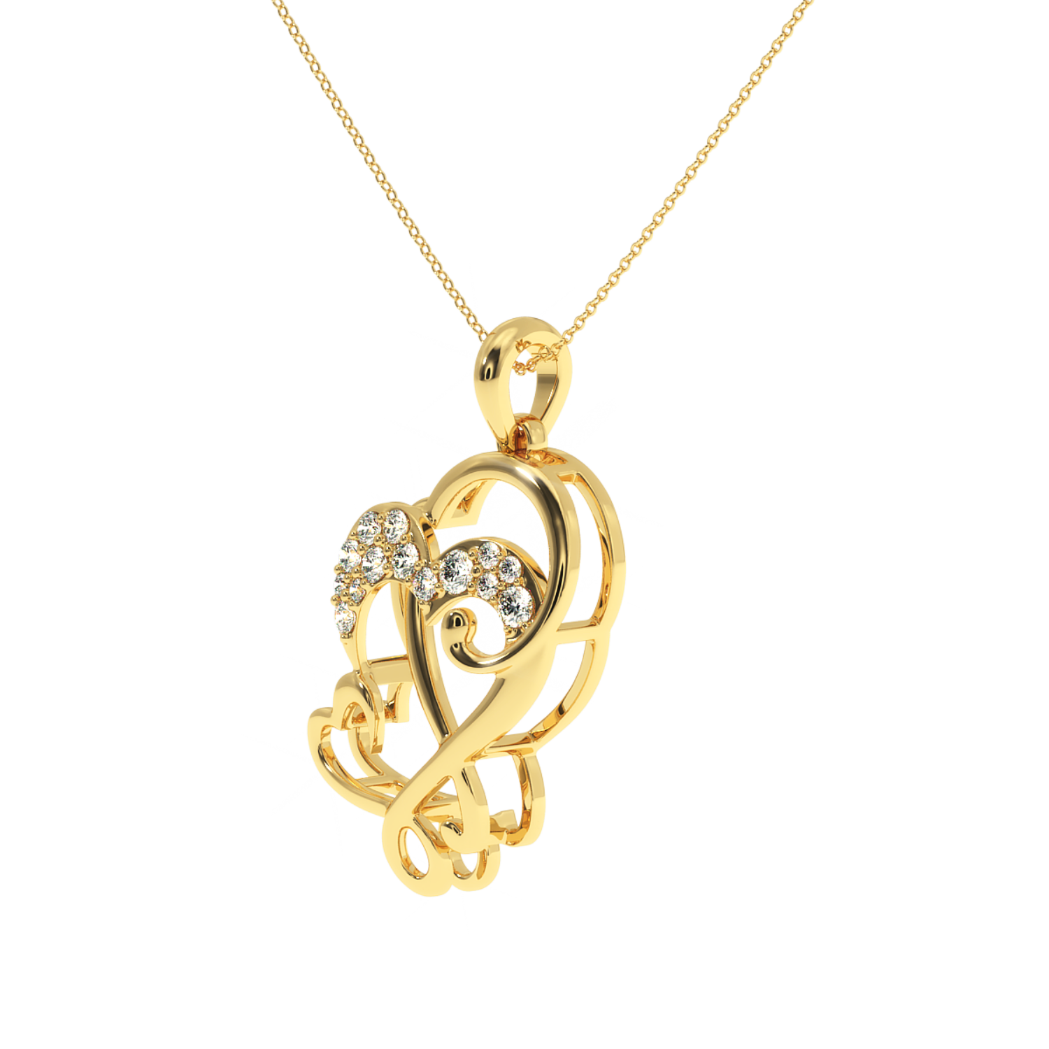 Solitairekart Celebrate Love with Twin Heart Lab Diamond Pendant – 0.16 Carat