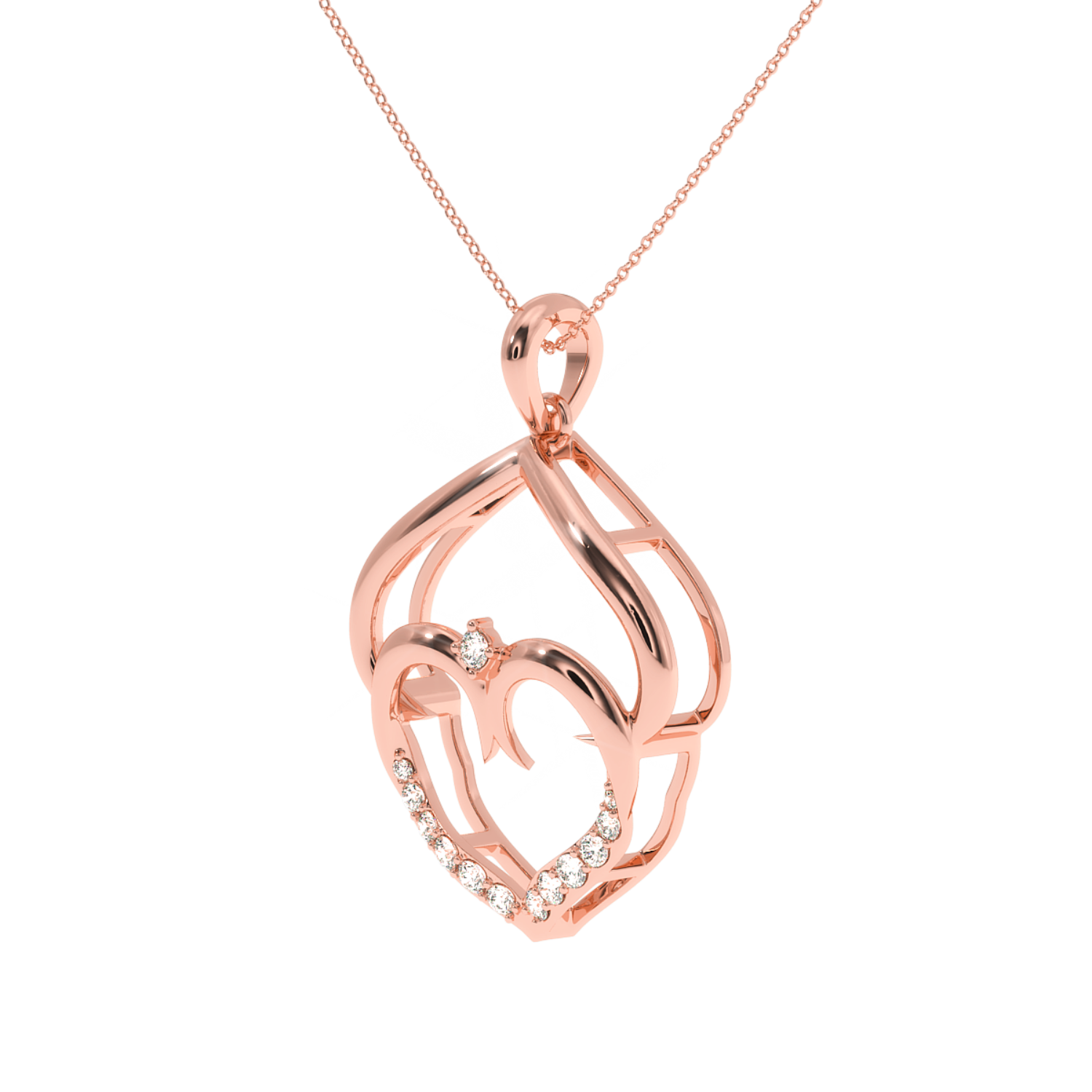 Solitairekart Intertwined Hearts Pendant - 0.13 Carat Lab Diamond