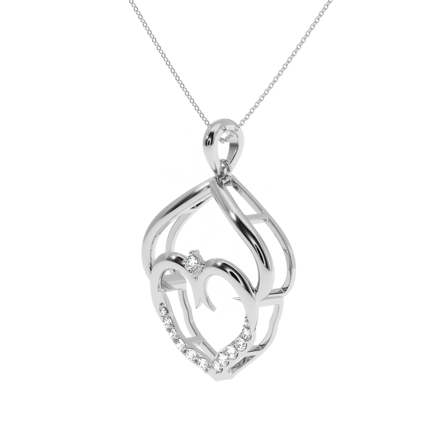 Solitairekart Intertwined Hearts Pendant - 0.13 Carat Lab Diamond