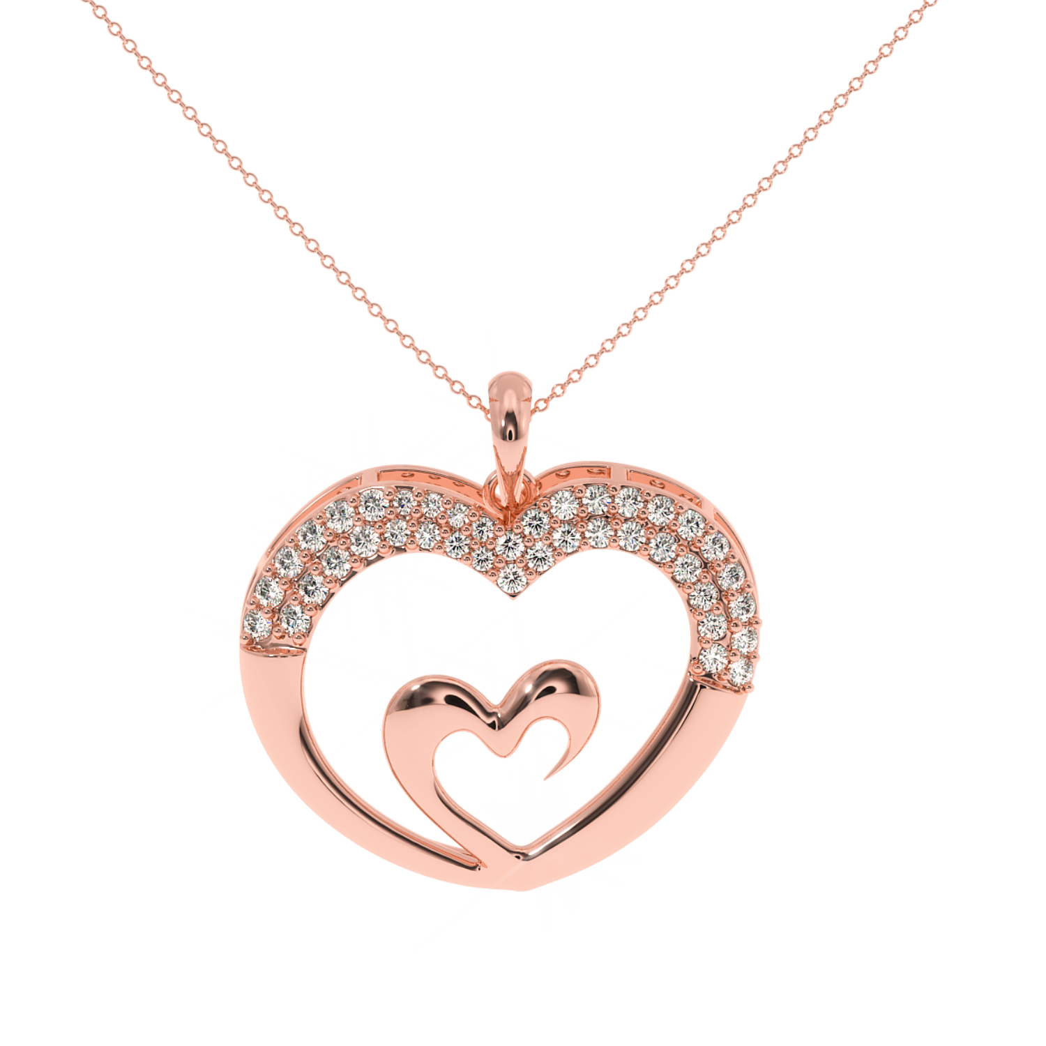 Solitairekart Love Forever Double Heart 0.32ct Lab Diamond Pendant