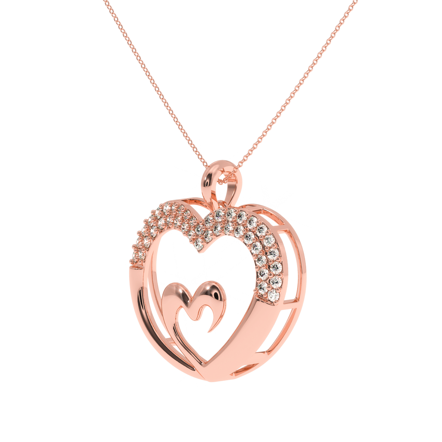 Solitairekart Love Forever Double Heart 0.32ct Lab Diamond Pendant
