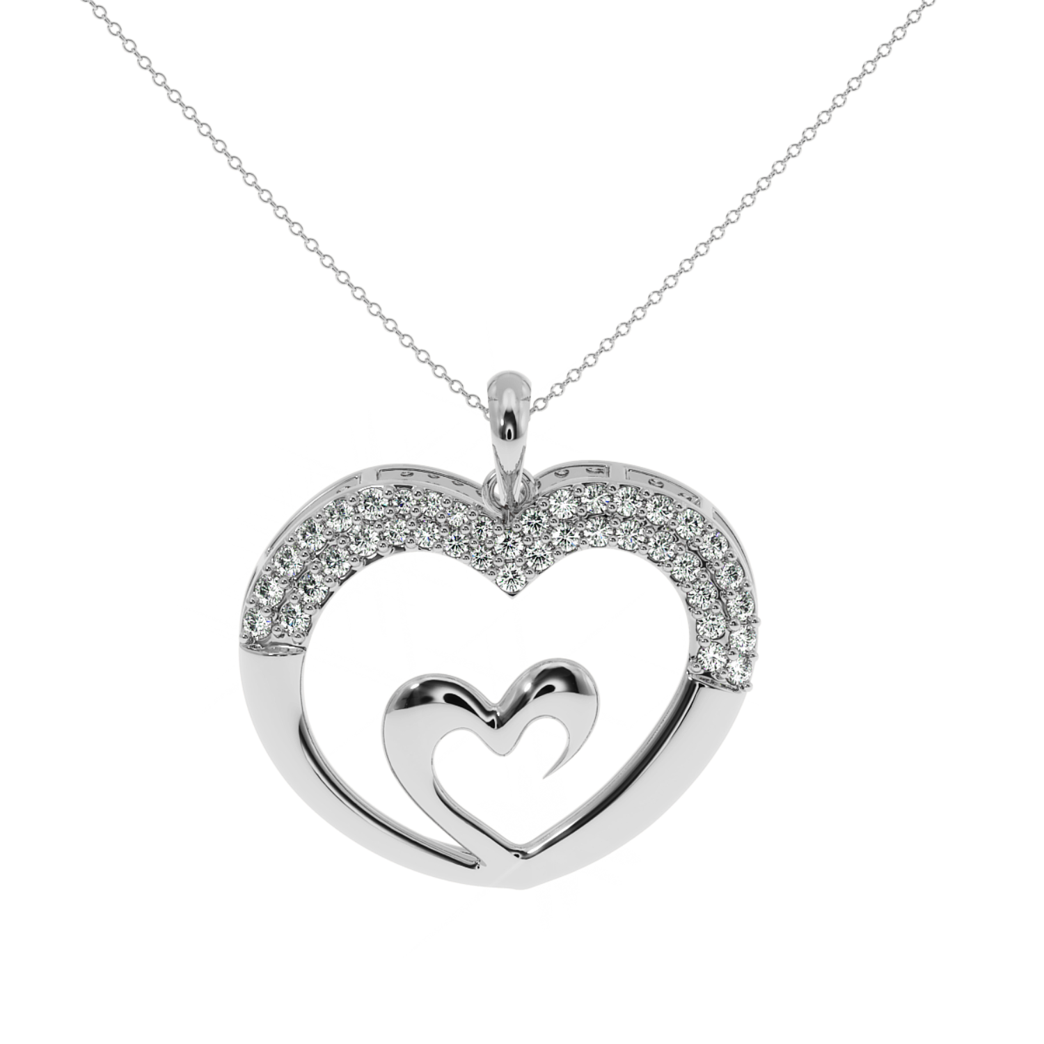 Solitairekart Love Forever Double Heart 0.32ct Lab Diamond Pendant