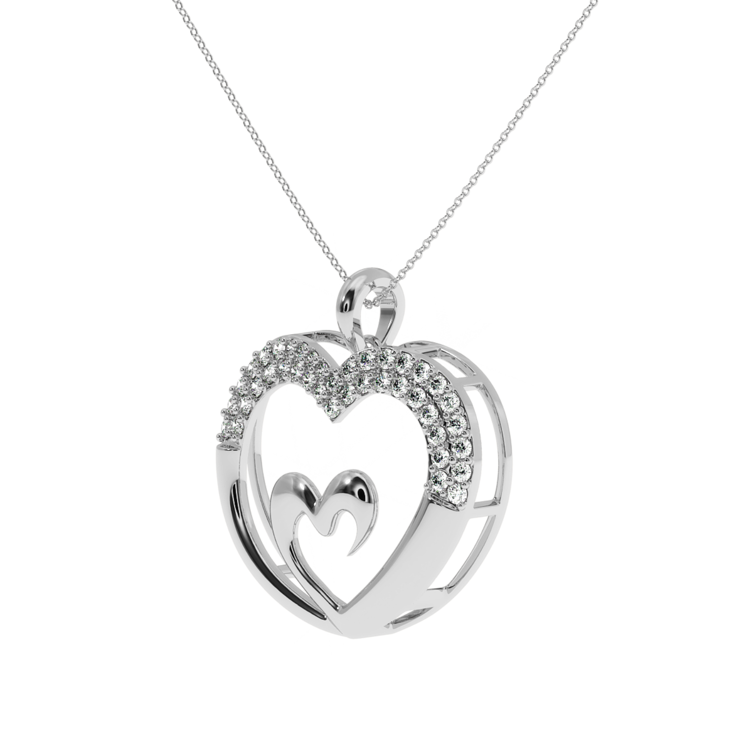 Solitairekart Love Forever Double Heart 0.32ct Lab Diamond Pendant