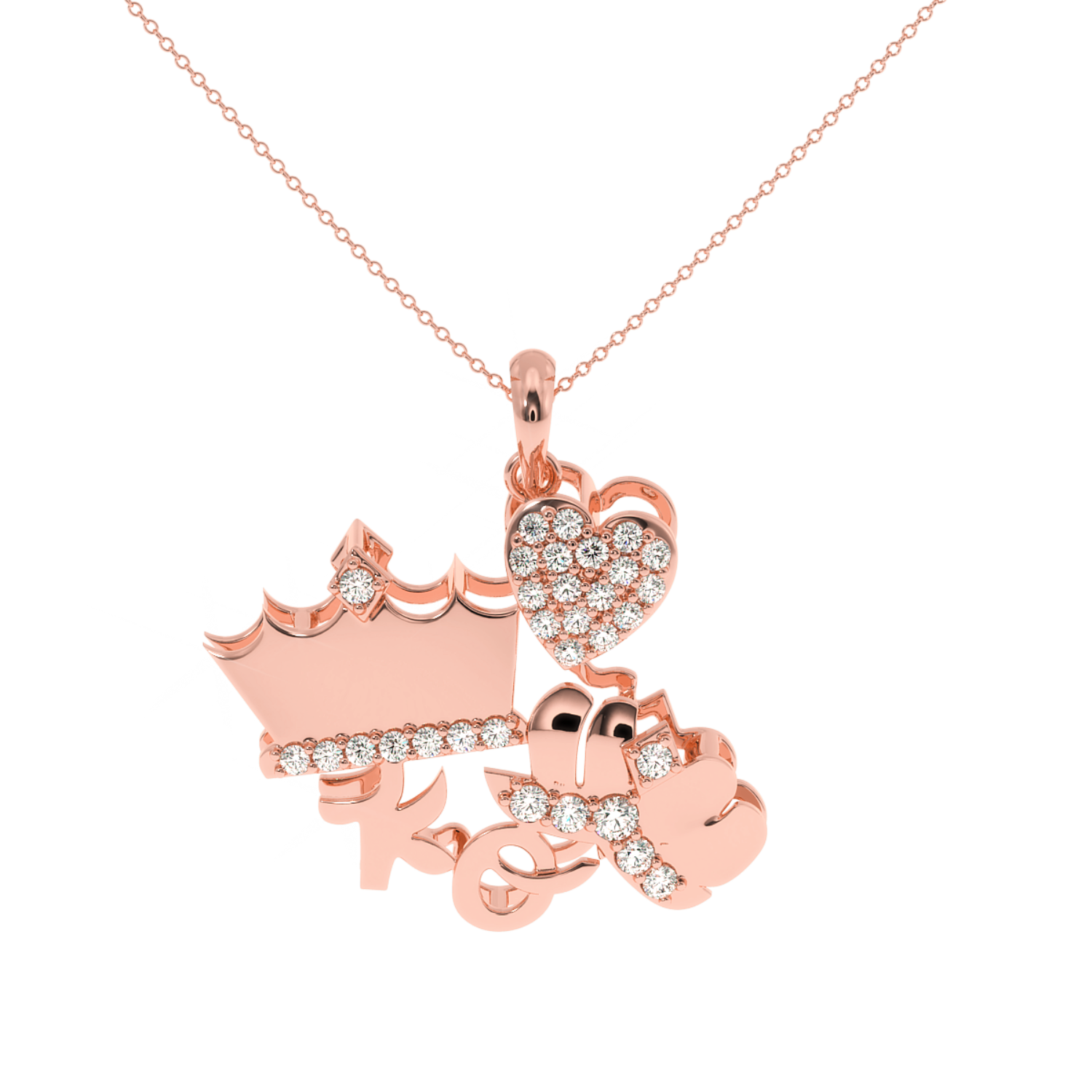 Solitairekart 0.30 Carat Crowned Heart Monogram Pendant, Lab Grown Diamond