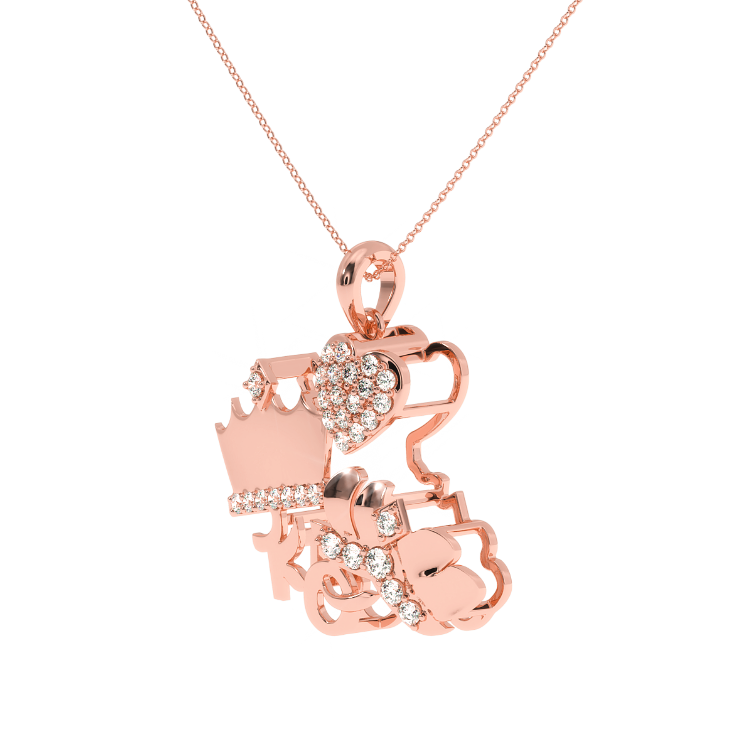 Solitairekart 0.30 Carat Crowned Heart Monogram Pendant, Lab Grown Diamond