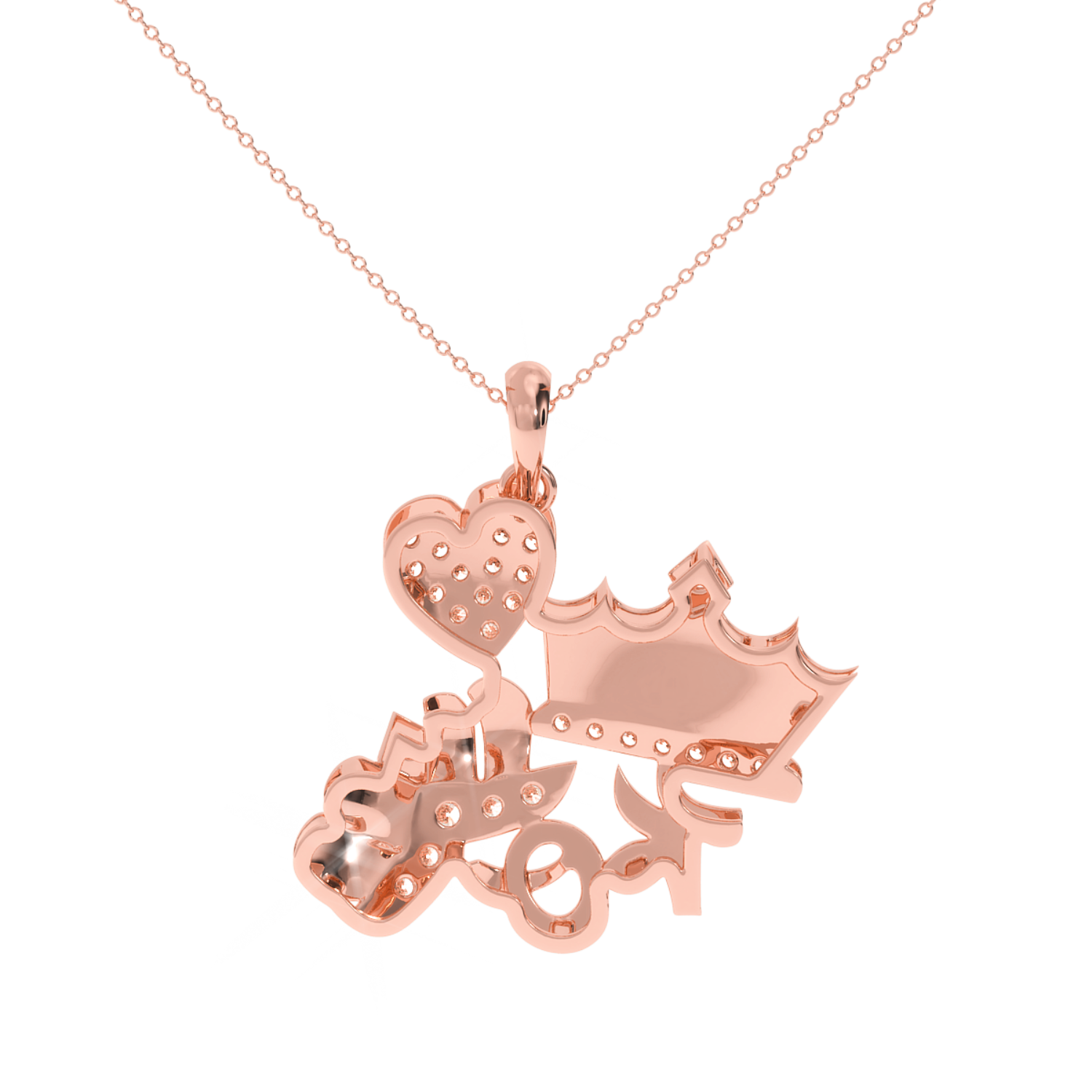 Solitairekart 0.30 Carat Crowned Heart Monogram Pendant, Lab Grown Diamond