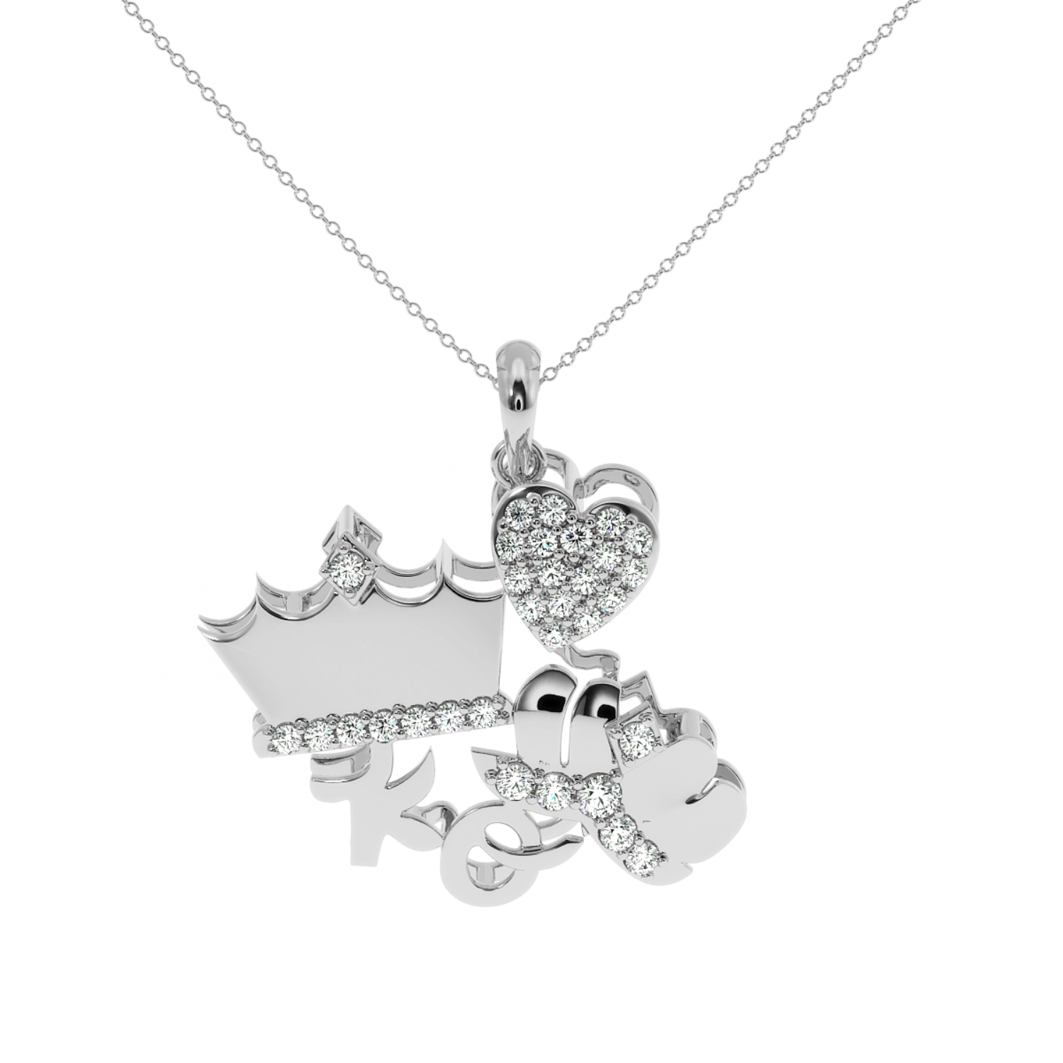 Solitairekart 0.30 Carat Crowned Heart Monogram Pendant, Lab Grown Diamond