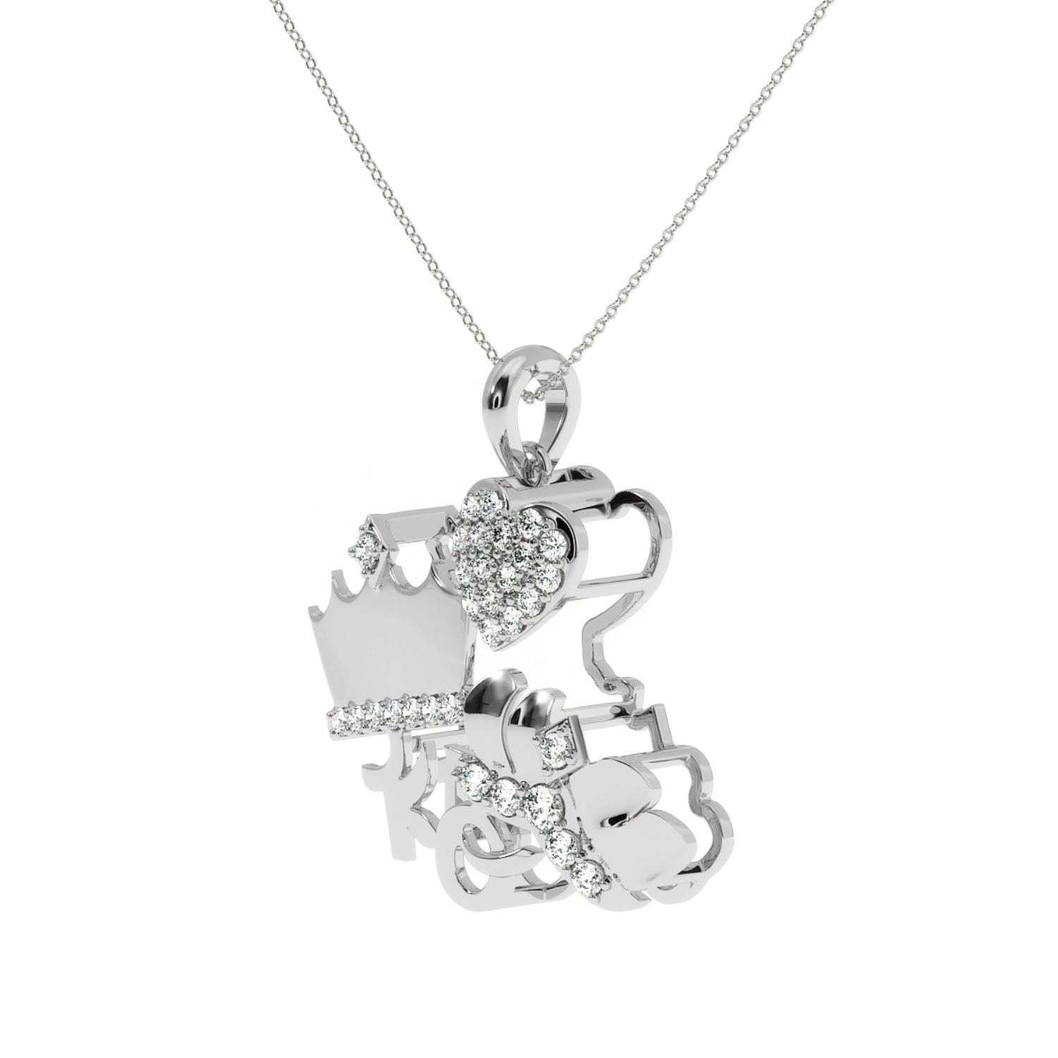 Solitairekart 0.30 Carat Crowned Heart Monogram Pendant, Lab Grown Diamond