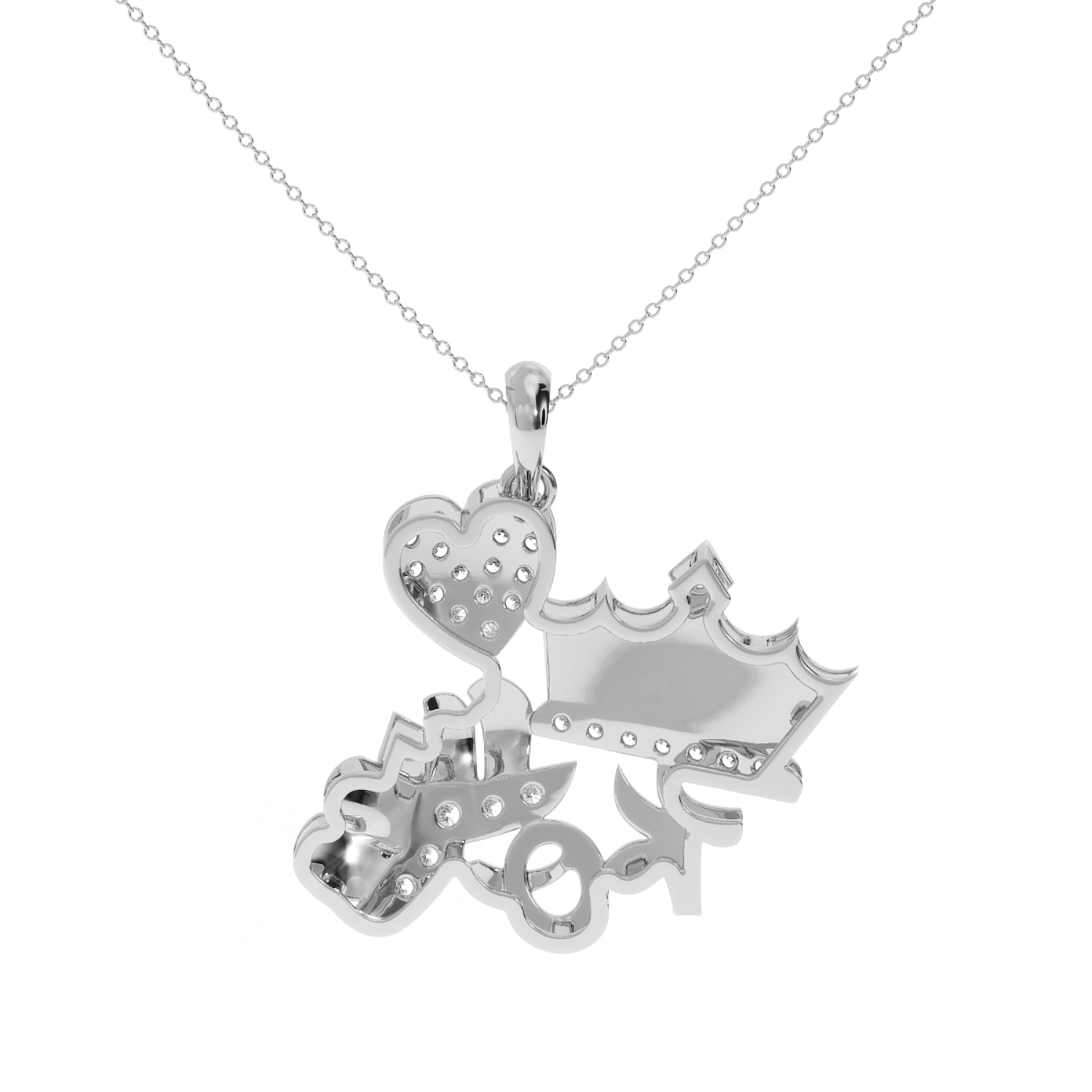 Solitairekart 0.30 Carat Crowned Heart Monogram Pendant, Lab Grown Diamond