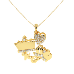 Solitairekart 0.30 Carat Crowned Heart Monogram Pendant, Lab Grown Diamond