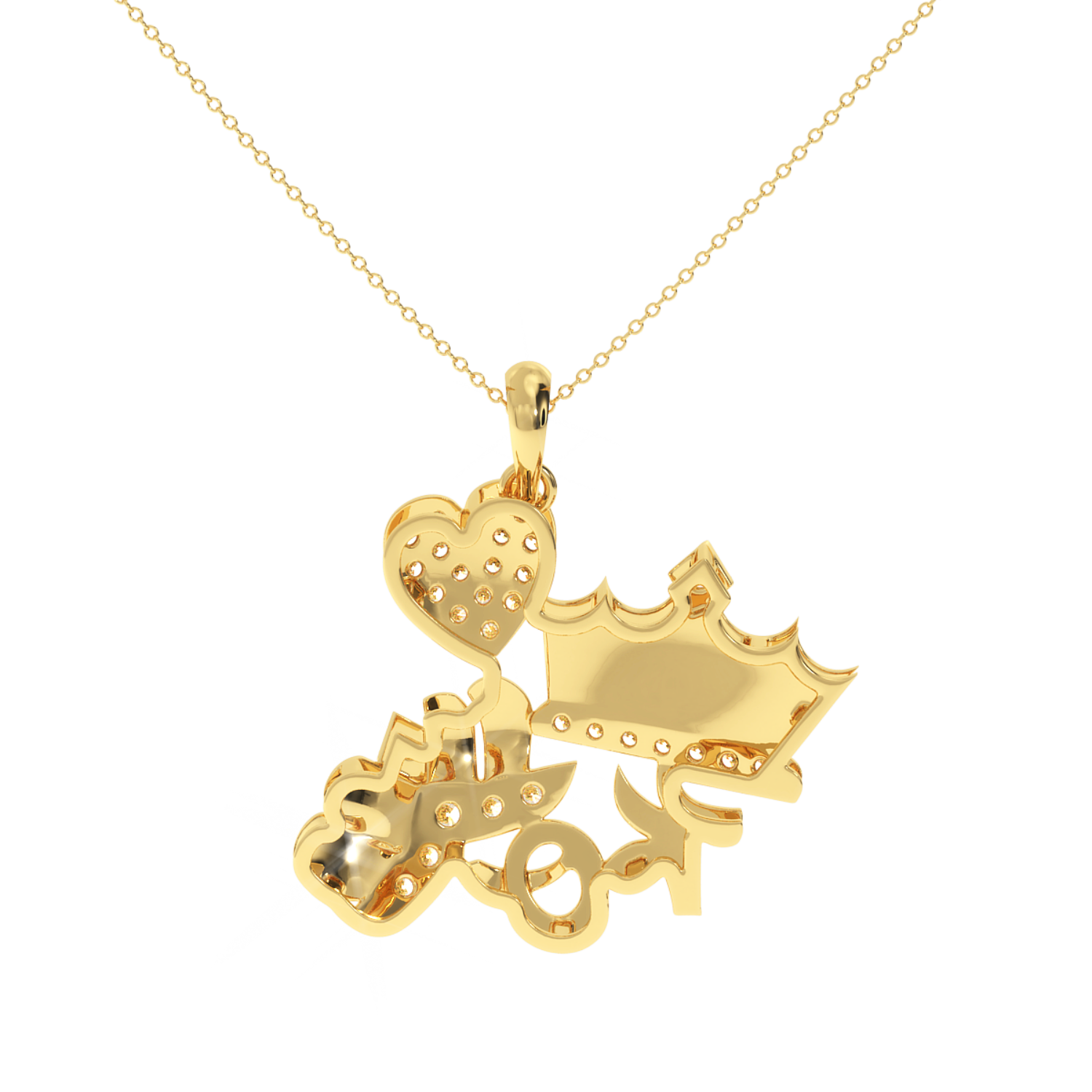 Solitairekart 0.30 Carat Crowned Heart Monogram Pendant, Lab Grown Diamond