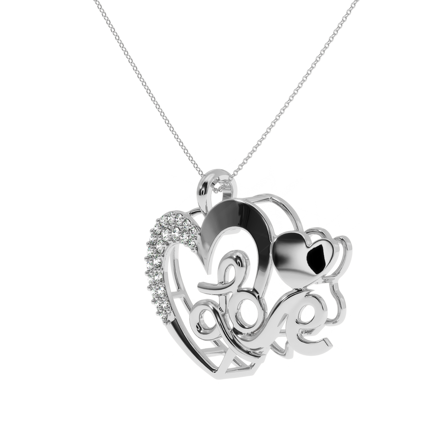 Solitairekart 0.19 Carat Love Script Heart Lab Grown Diamond Pendant