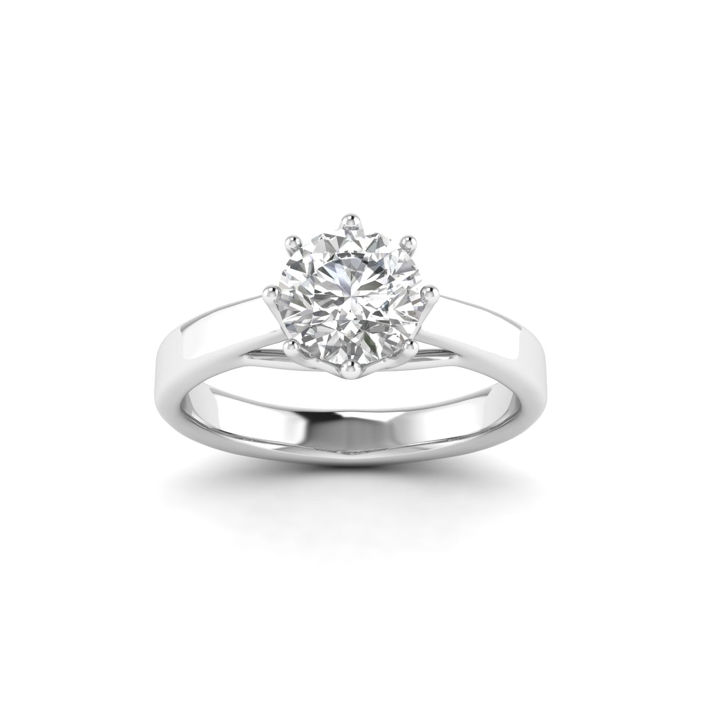 White Gold Studded 1 Carat Lab Grown Diamond Ring-F Color VVS2 Clarity.