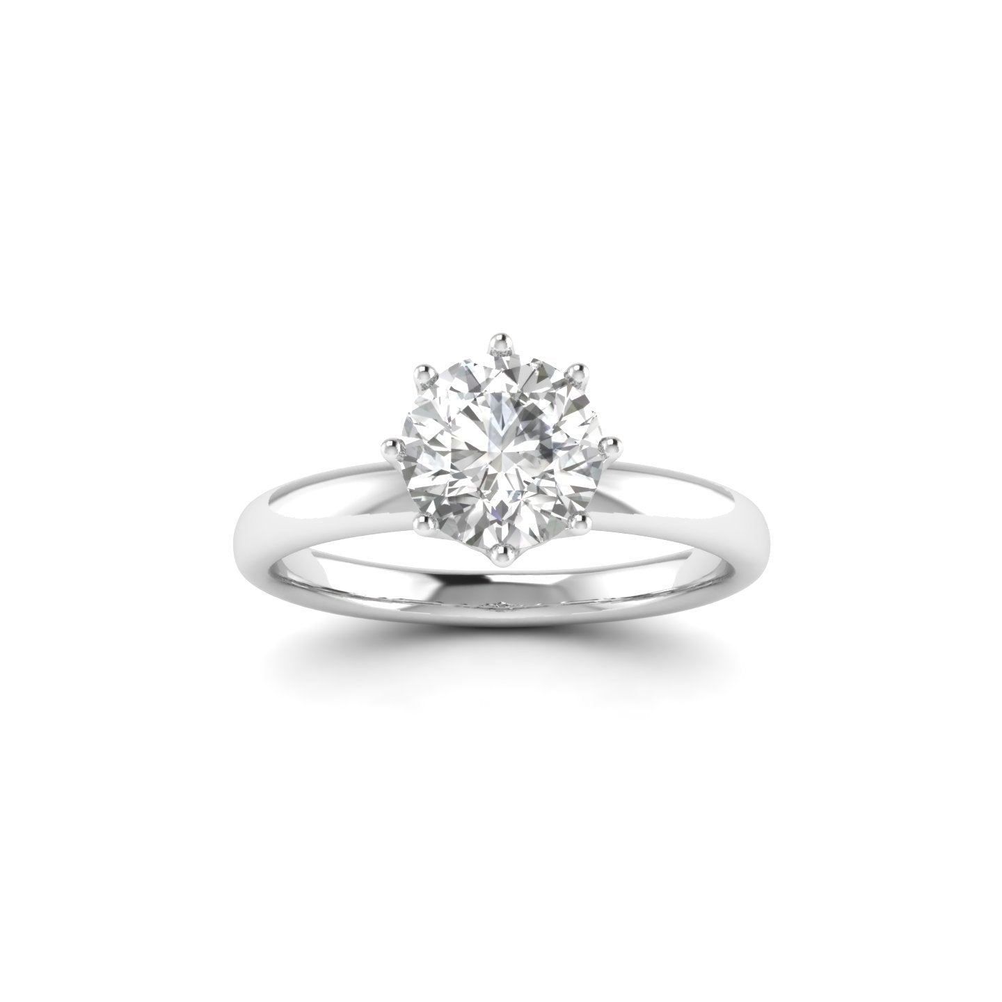 White Gold Studded 1 Carat Lab Grown Diamond Ring-F Color VVS2 Clarity.