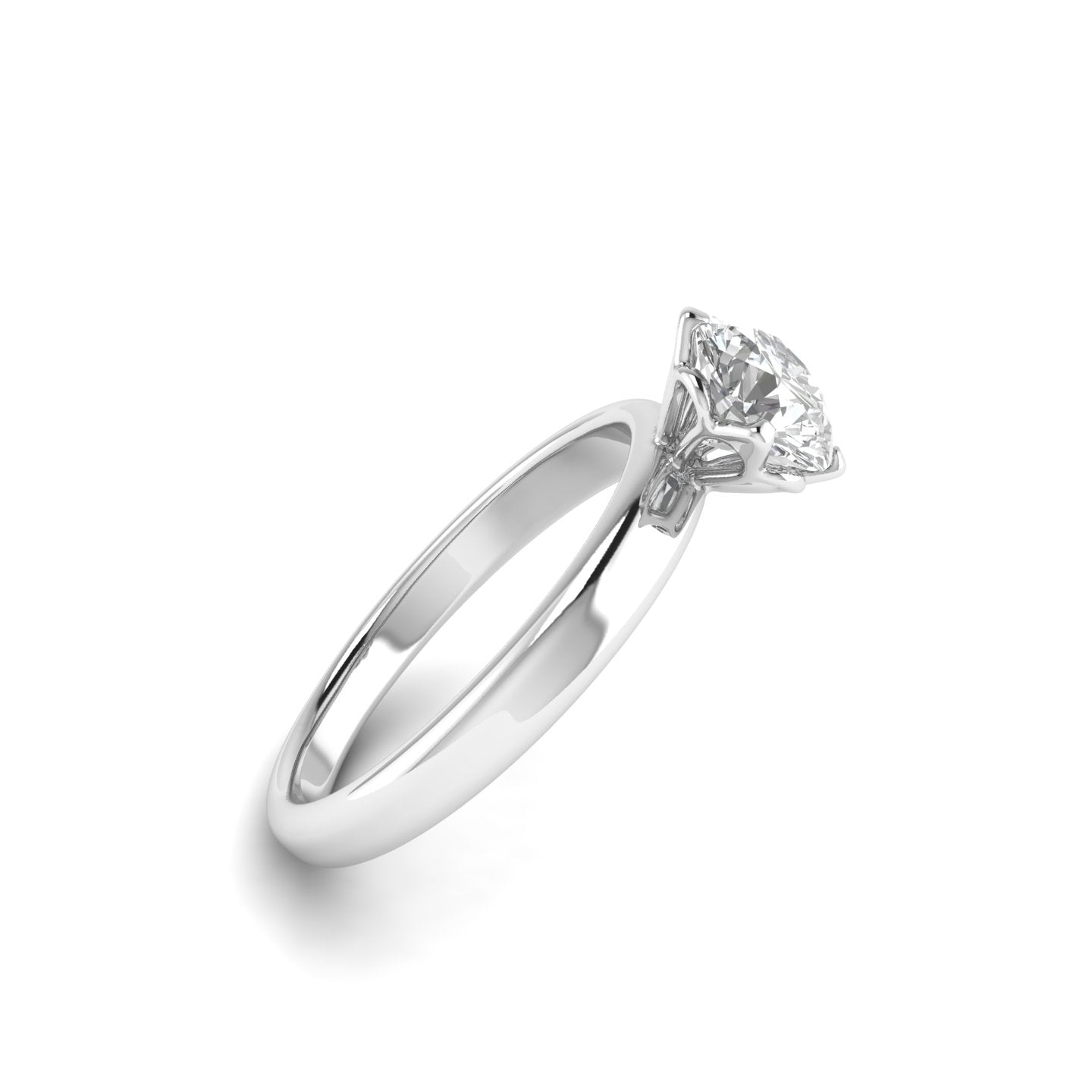 White Gold Studded 1 Carat Lab Grown Diamond Ring-E Color VS1 Clarity.