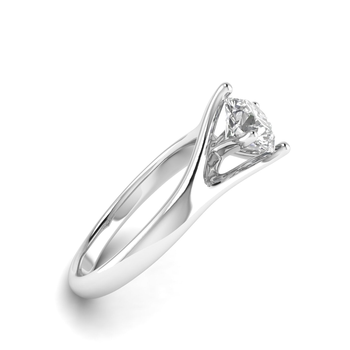 White Gold Studded 1 Carat Lab Grown Diamond Ring-F Color VVS2 Clarity.