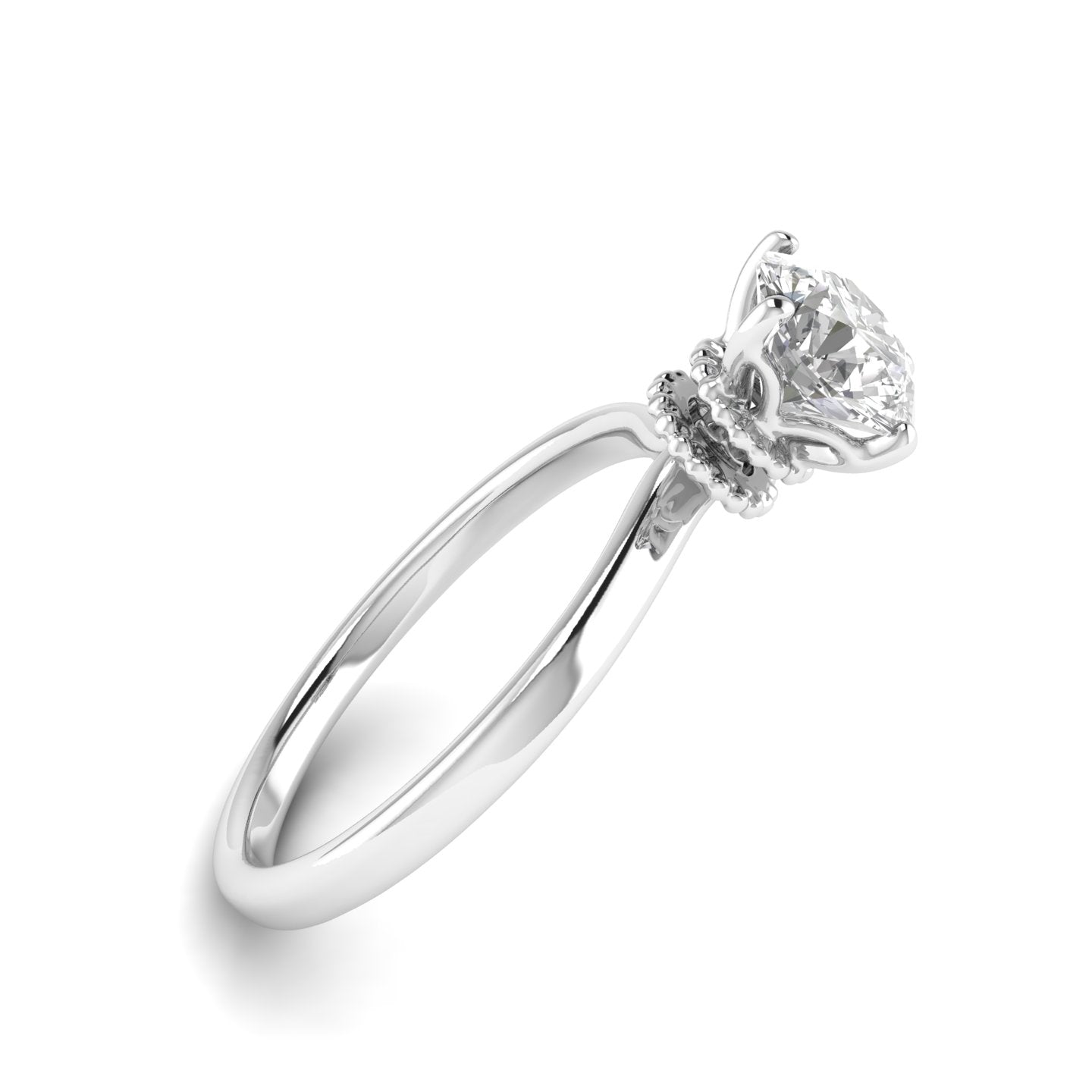 White Gold Studded 1 Carat Lab Grown Diamond Ring-F Color VS1 Clarity.