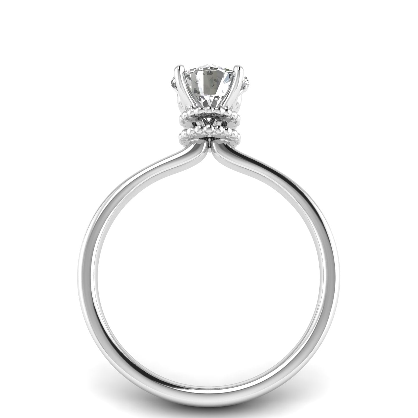 White Gold Studded 1 Carat Lab Grown Diamond Ring-F Color VS1 Clarity.