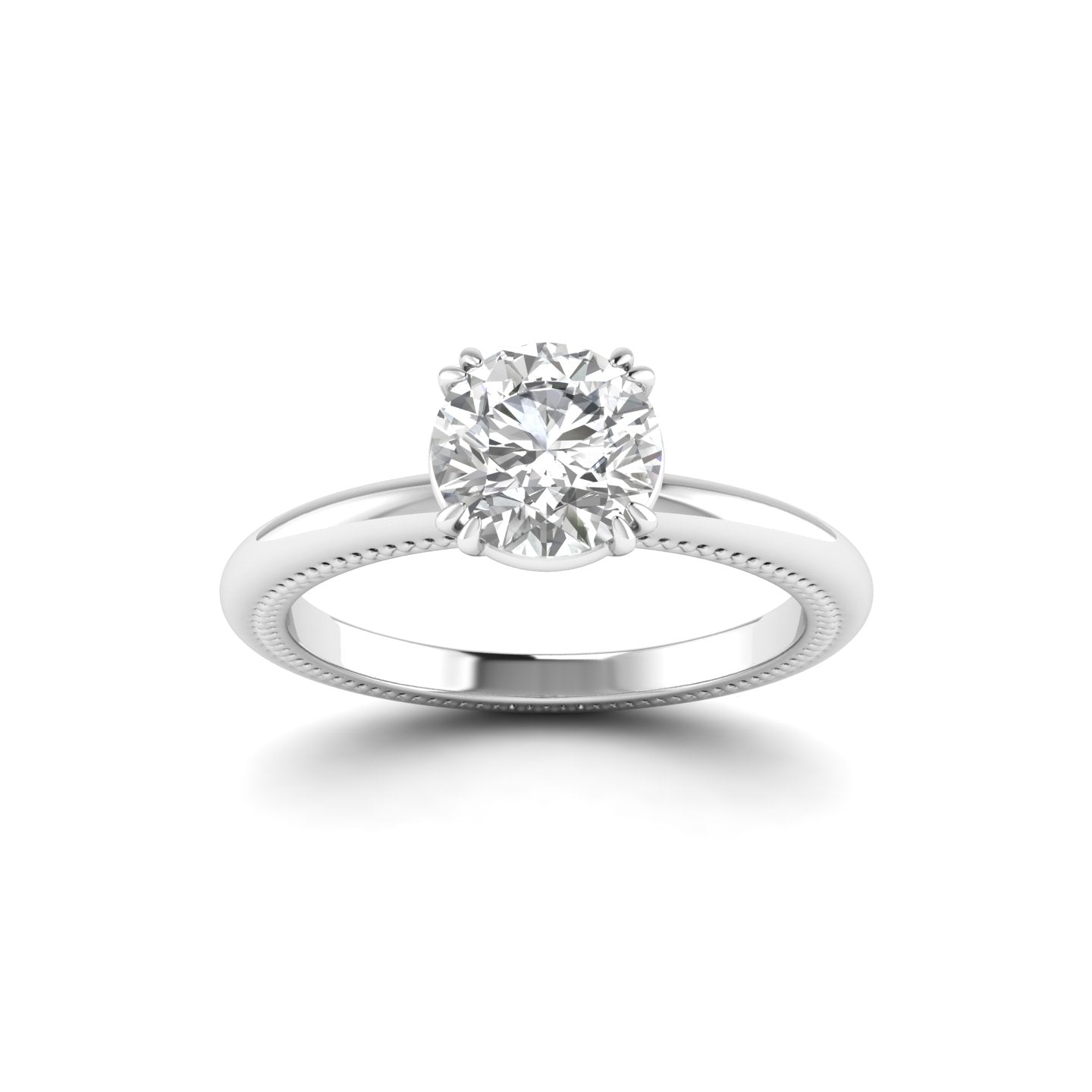 White Gold Studded 1 Carat Lab Grown Diamond Ring-G Color VS1 Clarity.