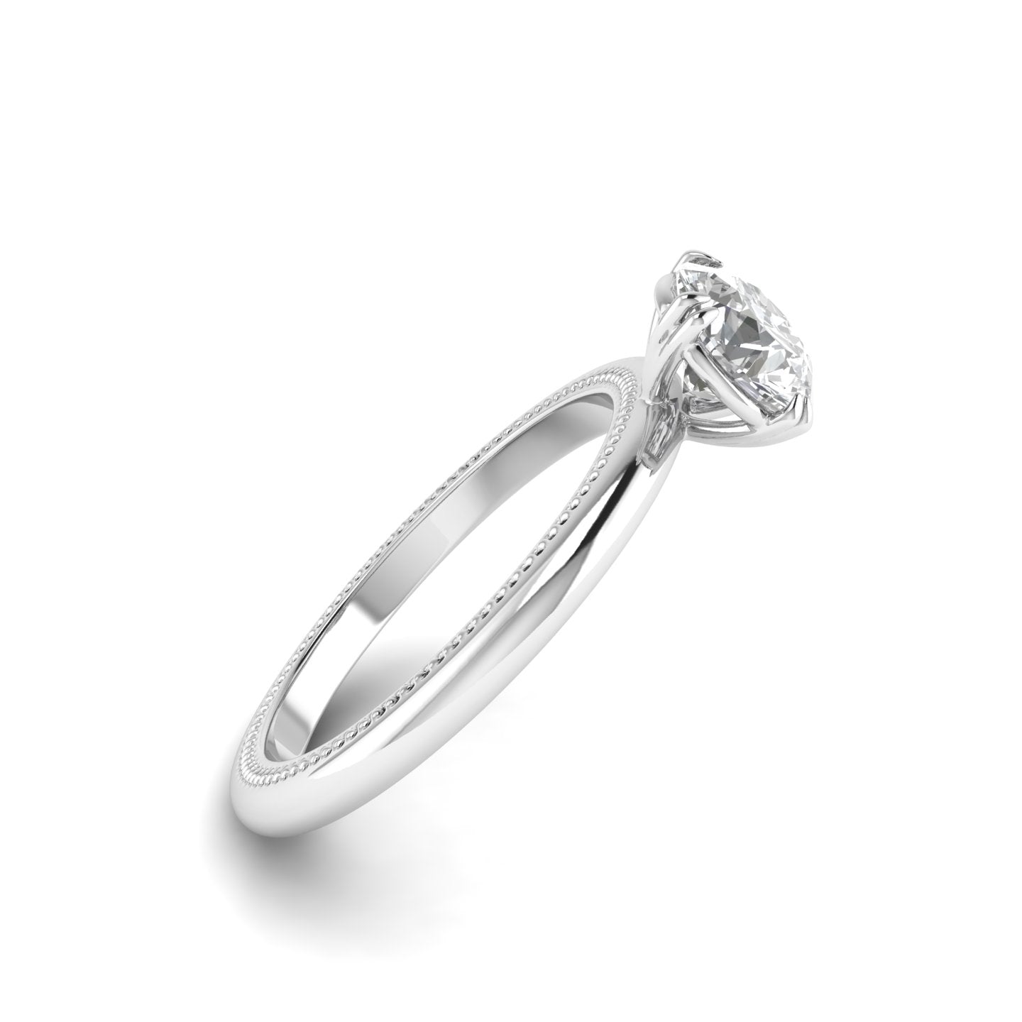 White Gold Studded 1 Carat Lab Grown Diamond Ring-G Color VS1 Clarity.