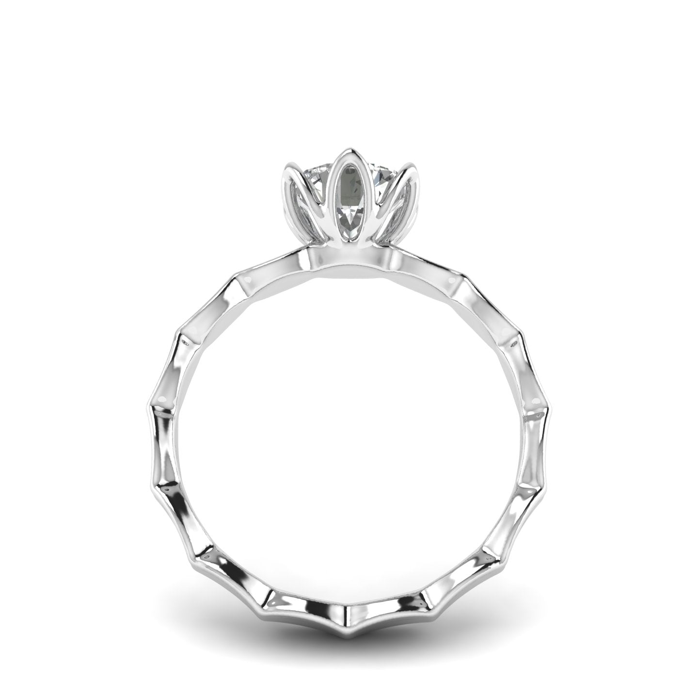 White Gold Studded 1 Carat Lab Grown Diamond Ring-G Color VS2 Clarity.