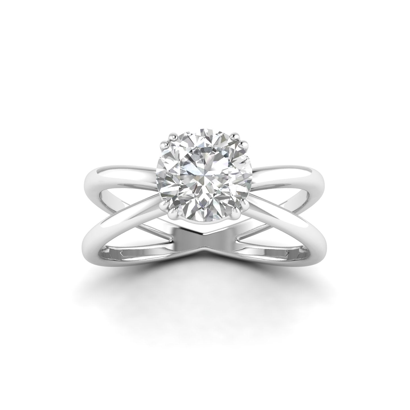 White Gold Studded 1 Carat Lab Grown Diamond Ring-F Color VS1 Clarity.