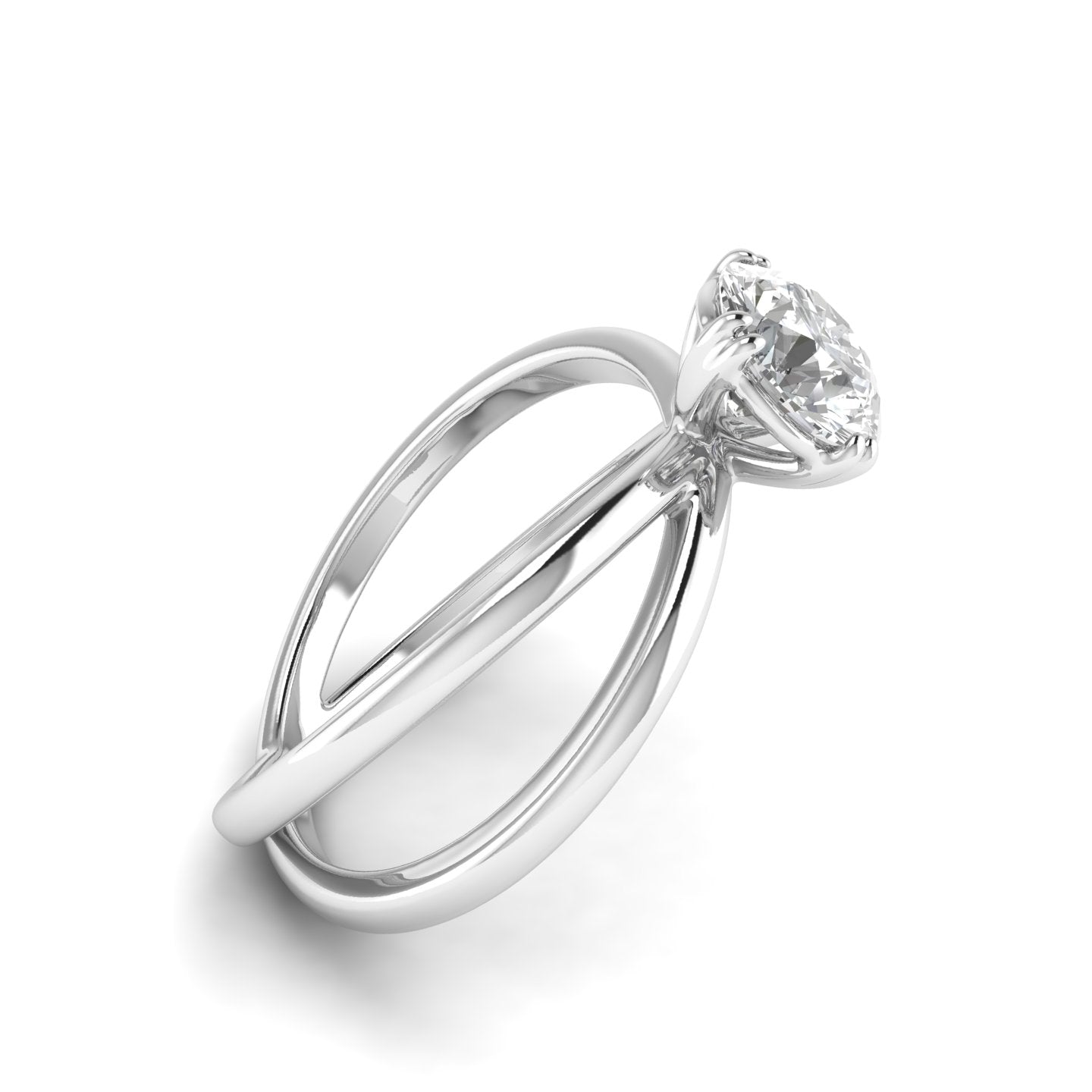 White Gold Studded 1 Carat Lab Grown Diamond Ring-F Color VS1 Clarity.