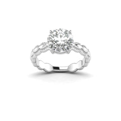 White Gold Studded 3 CARAT Lab Grown Diamond Ring-G Color VS2 Clarity