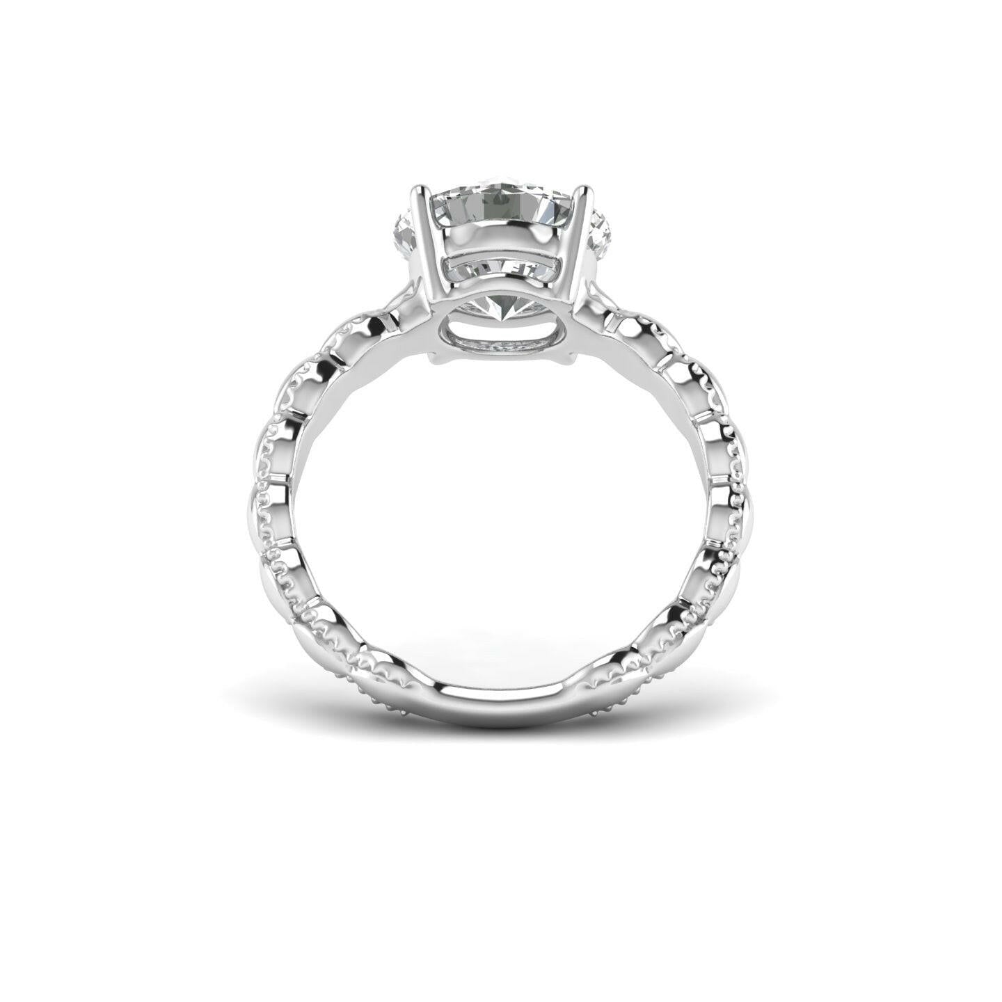 White Gold Studded 3 CARAT Lab Grown Diamond Ring-G Color VS2 Clarity.