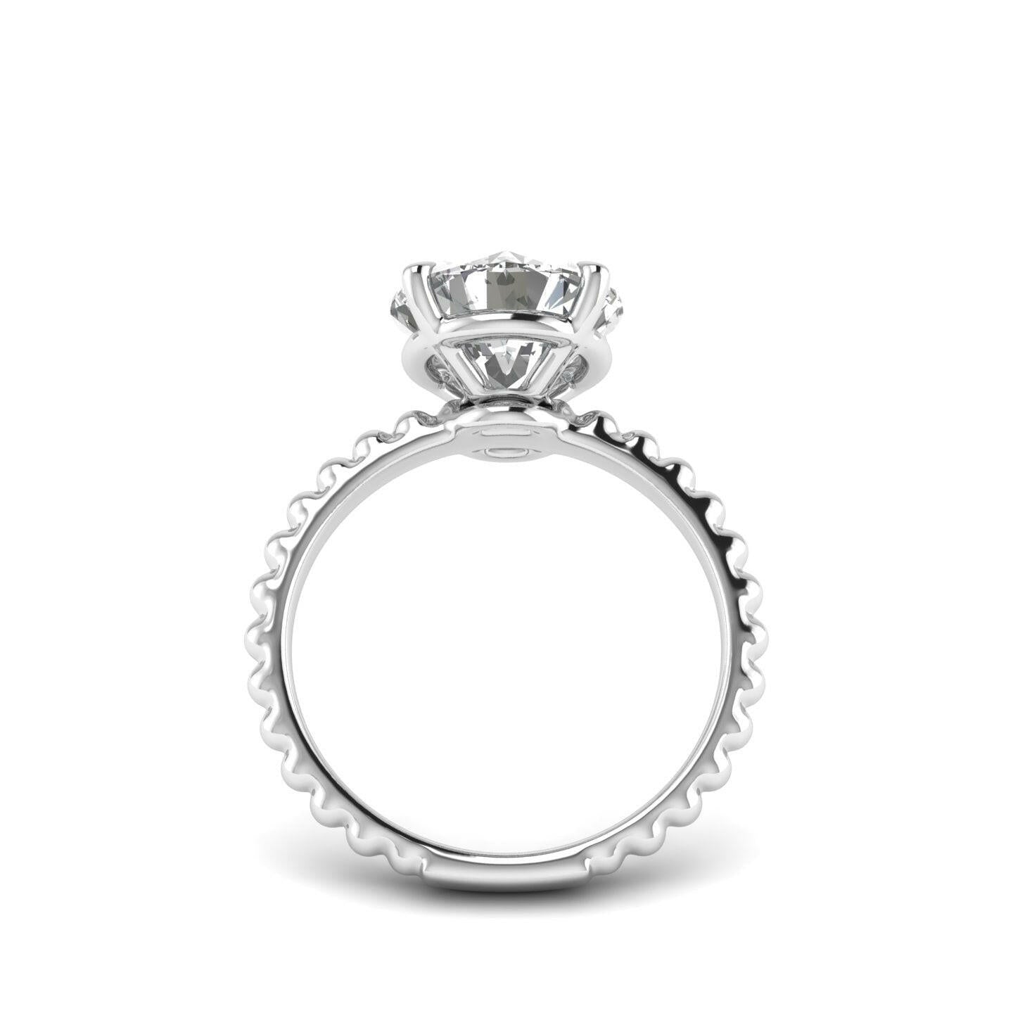 White Gold Studded 3 Carat Lab Grown Diamond Ring- F Color VVS2 Clarity.