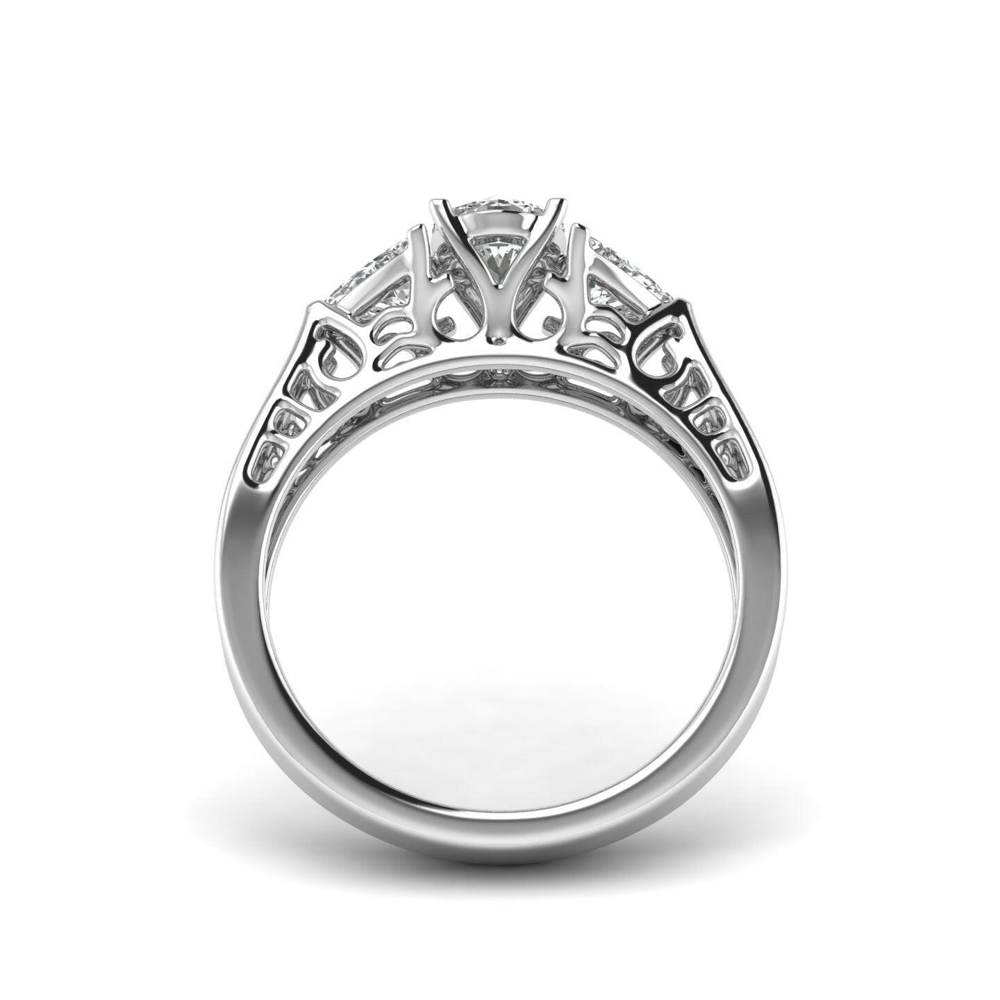 White Gold Studded 1.12 CARAT Lab Grown Diamond Ring-D Color VVS Clarity.