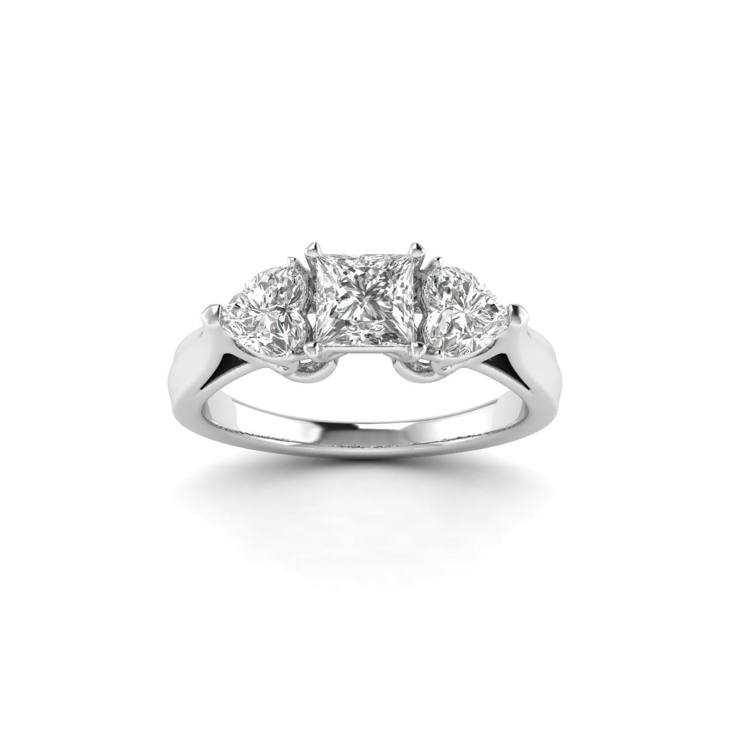 White Gold Studded 1.06 CARAT Lab Grown Diamond Ring-D Color VVS Clarity.