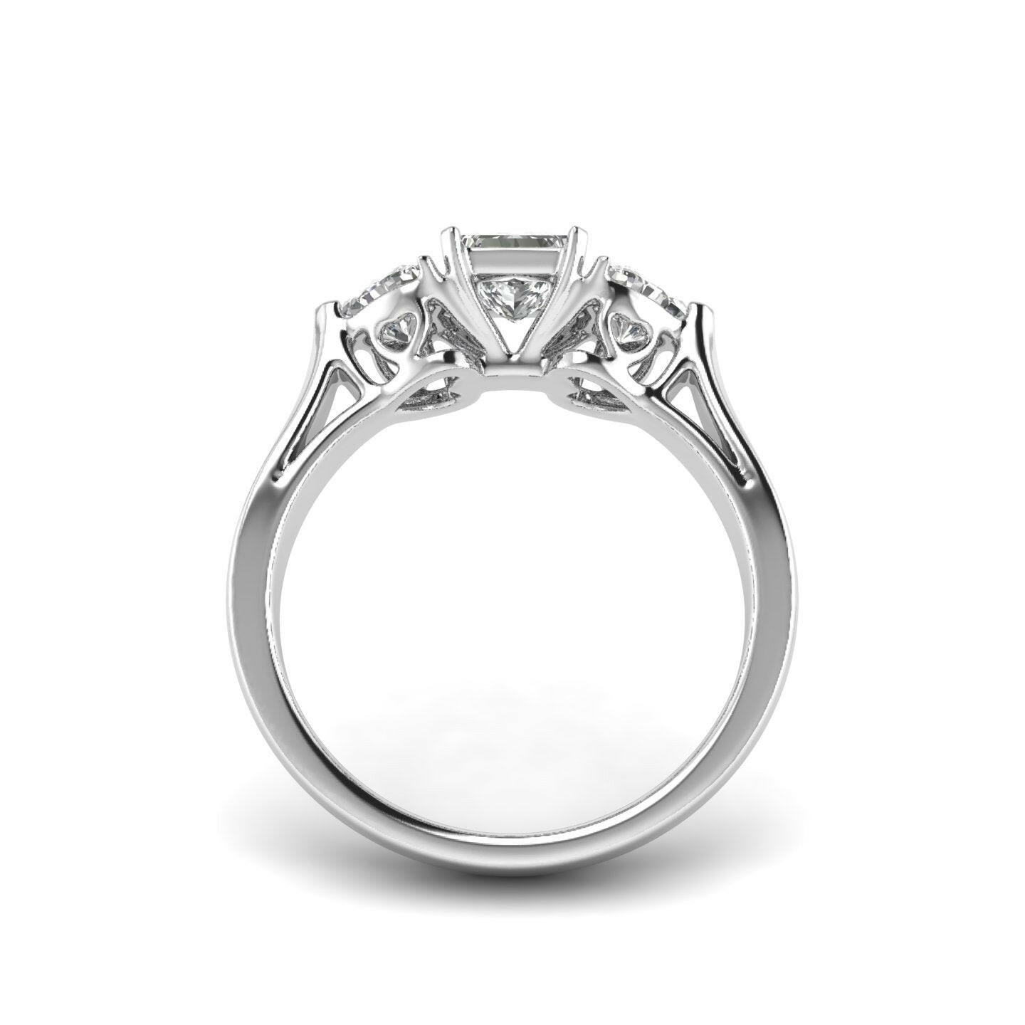 White Gold Studded 1.06 CARAT Lab Grown Diamond Ring-D Color VVS Clarity.