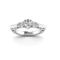 White Gold Studded  1 Carat Lab Grown Diamond Ring-D Color VVS Clarity