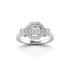 White Gold Studded 1.292 Carat Lab Grown Diamond Ring-G Color VS1 Clarity