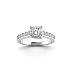White Gold Studded 1.18 Carat Lab Grown Diamond Ring-F Color VS1 Clarity