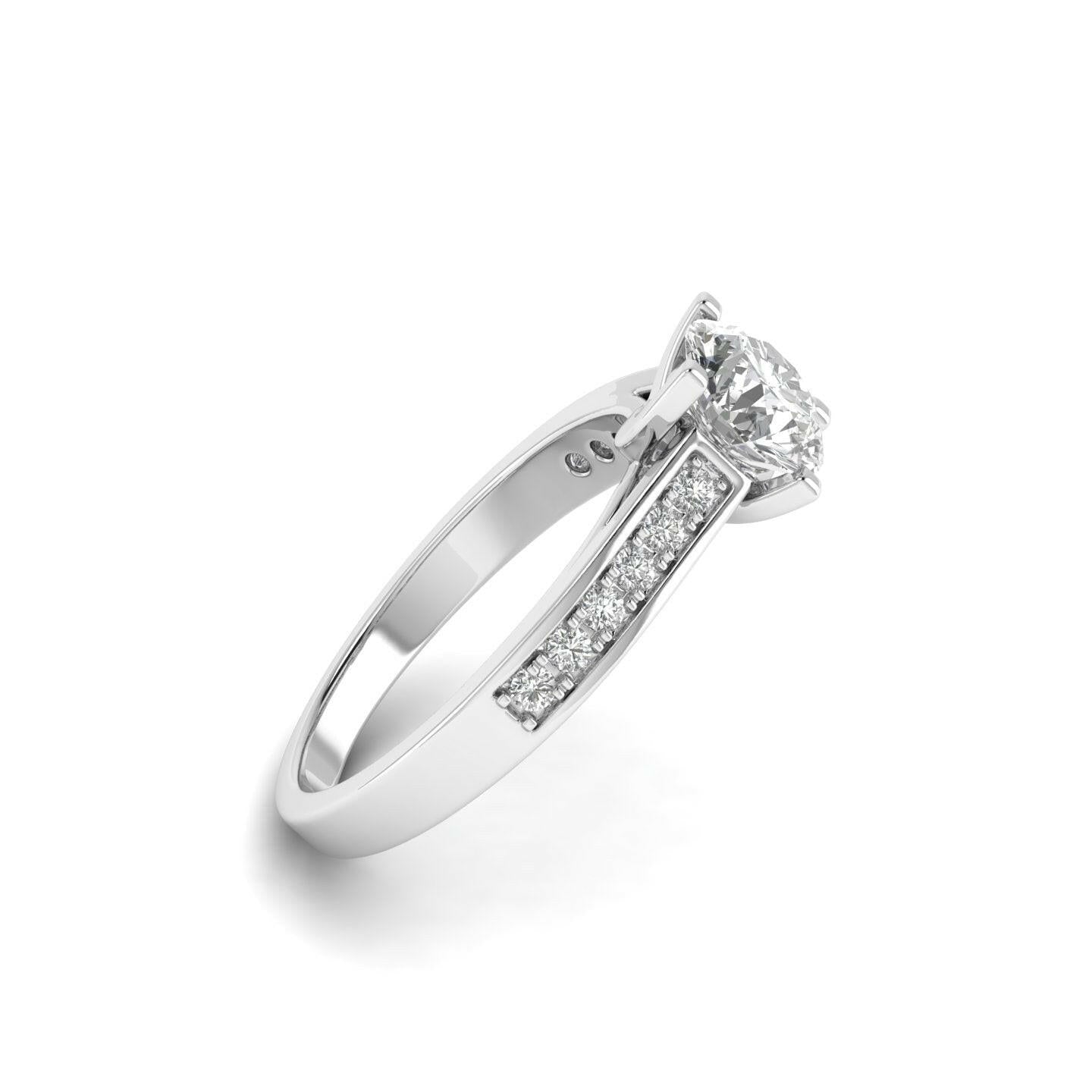 White Gold Studded 1.18 Carat Lab Grown Diamond Ring-F Color VS1 Clarity.