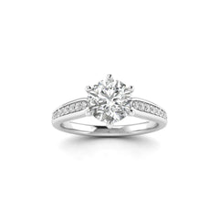 White Gold Studded 1.033 Carat Lab Grown Diamond Ring-F Color VS2 Clarity