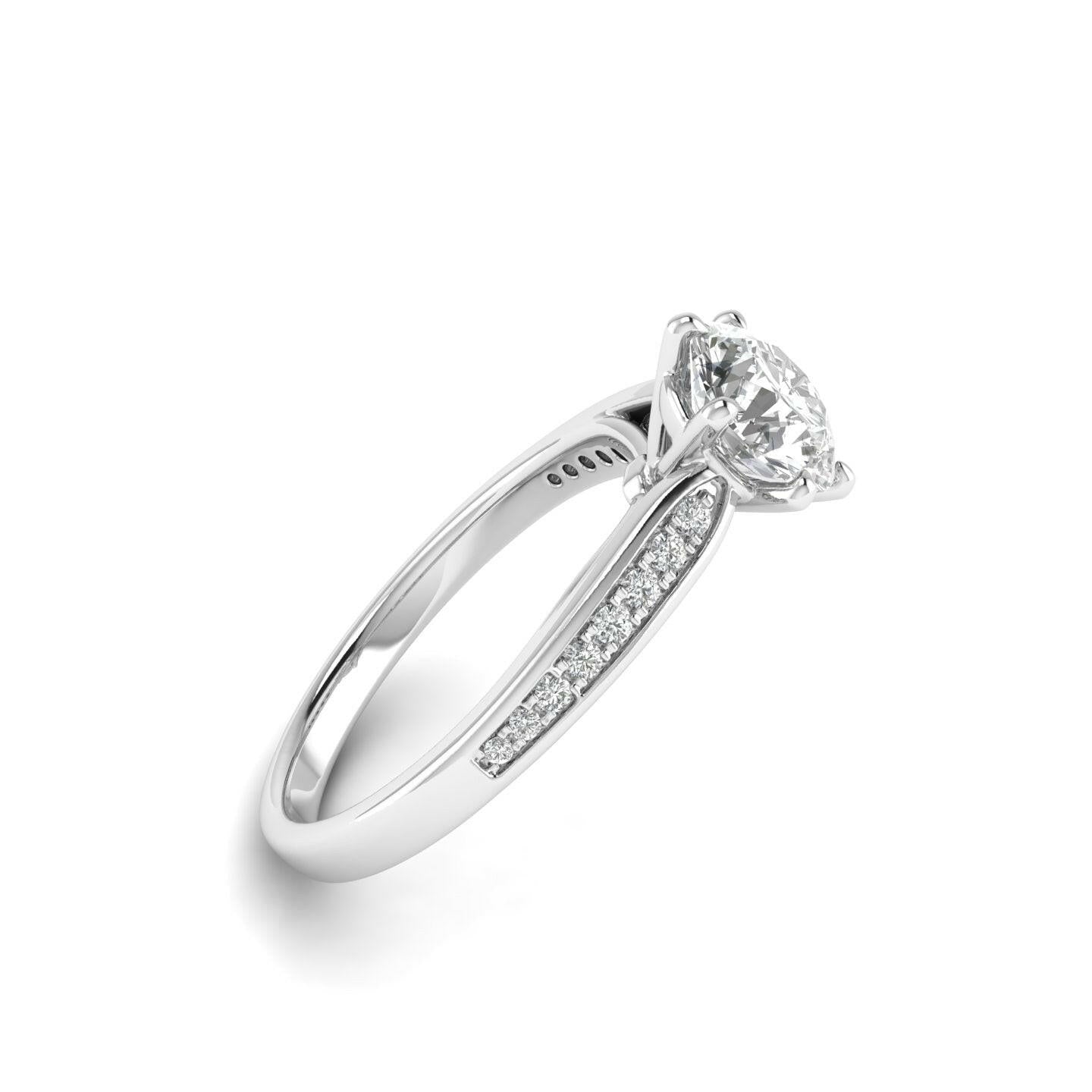 White Gold Studded 1.033 Carat Lab Grown Diamond Ring-F Color VS2 Clarity.