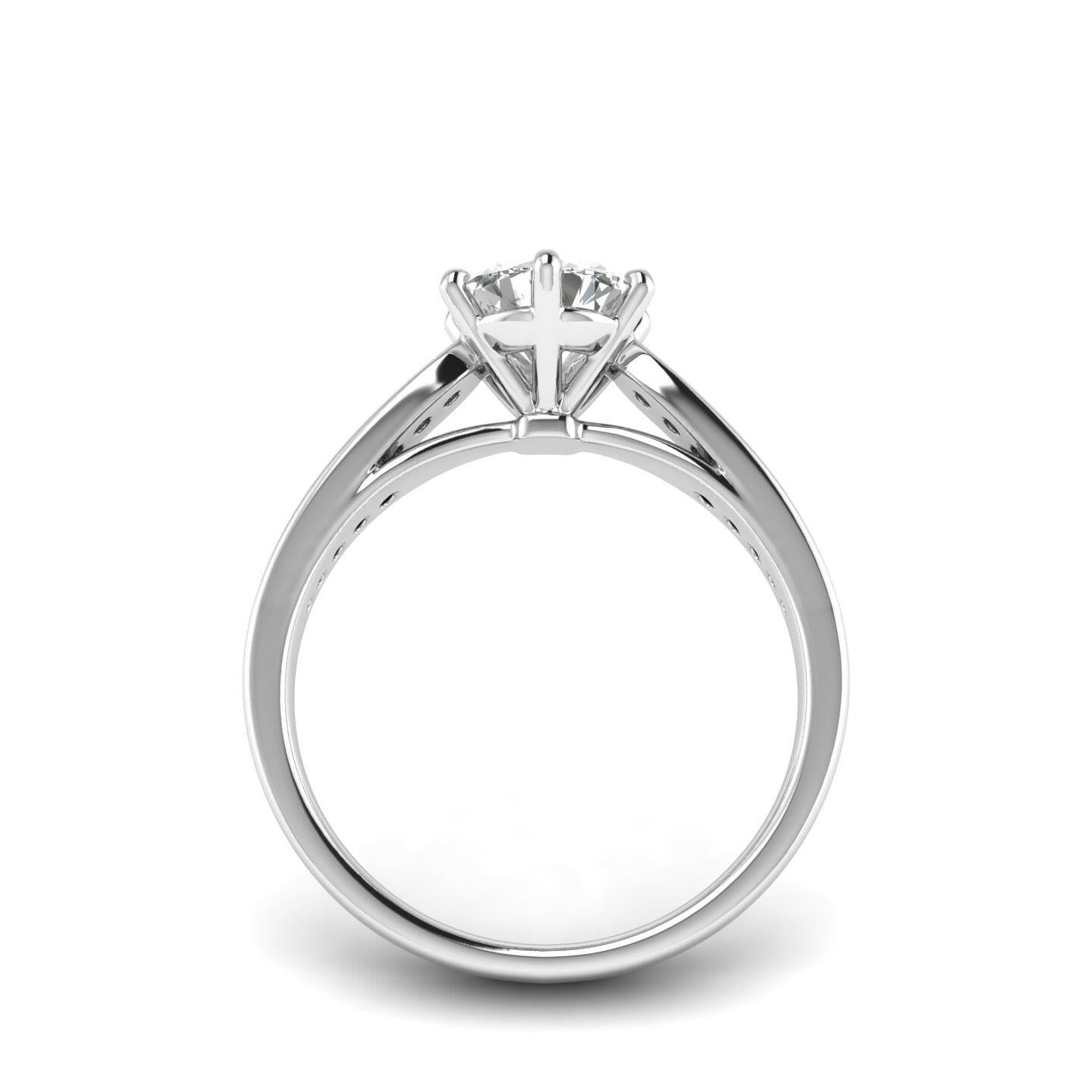 White Gold Studded 1.033 Carat Lab Grown Diamond Ring-F Color VS2 Clarity.