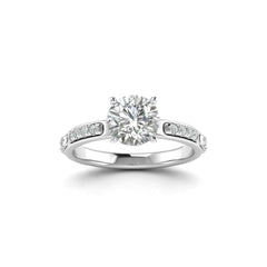 White Gold Studded 1.24 Carat Lab Grown Diamond Ring-F Color VS2 Clarity