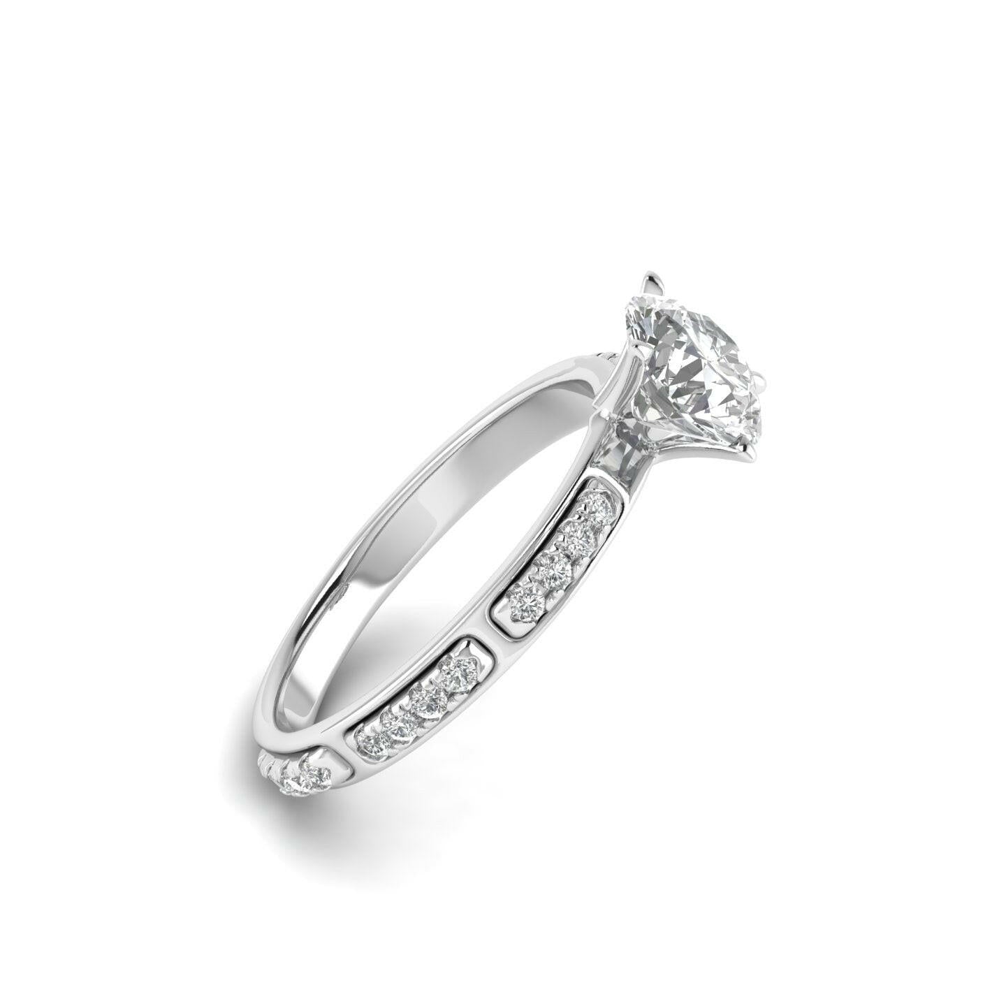 White Gold Studded 1.24 Carat Lab Grown Diamond Ring-F Color VS2 Clarity.