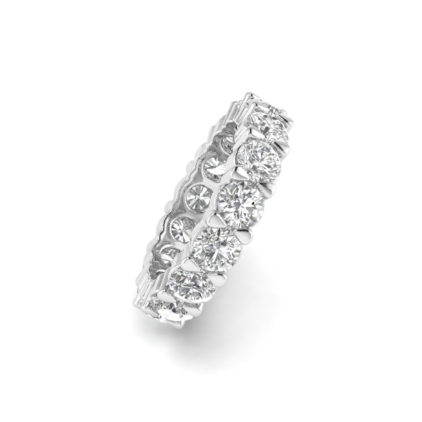 White Gold Studded 5.25 Carat Lab Grown Diamond Ring- E Color VVS Clarity.