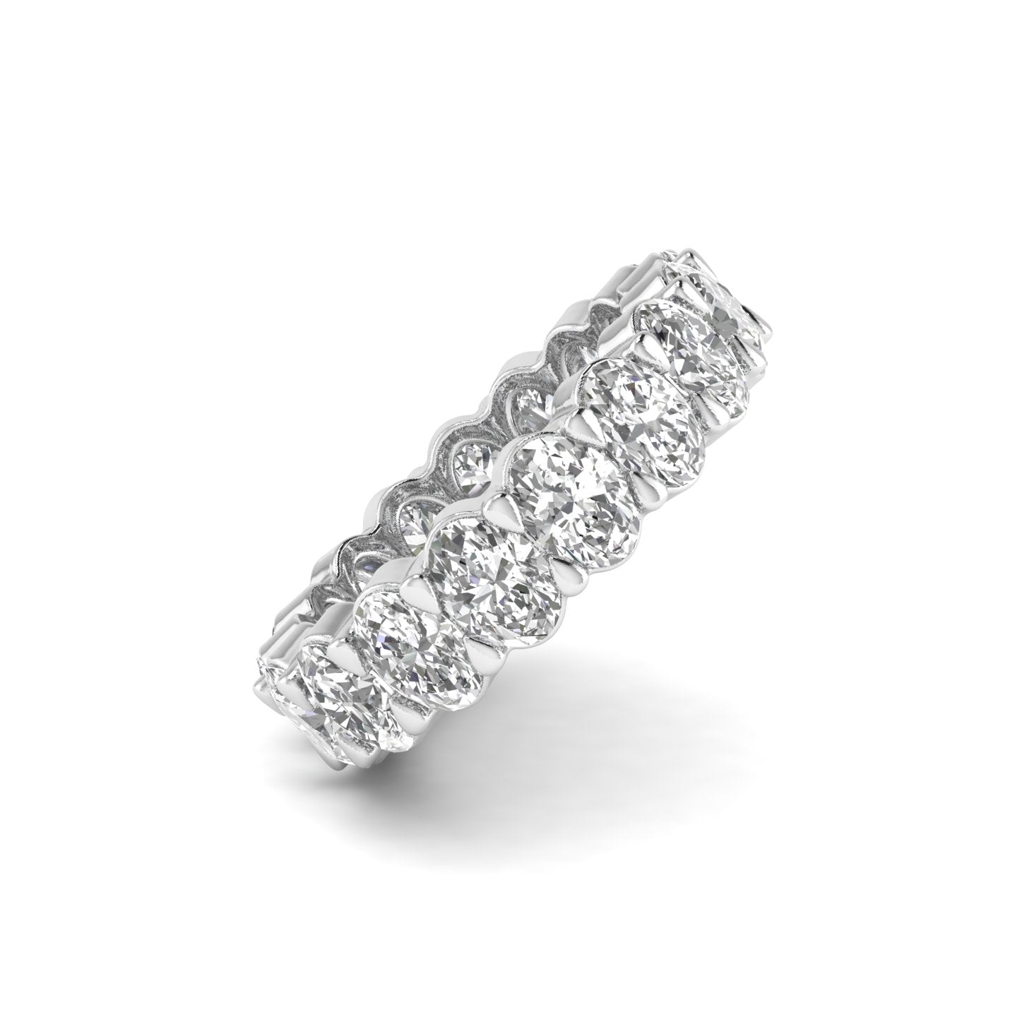 White Gold Studded 5.1 Carat Lab Grown Diamond Ring-F Color VVS Clarity.