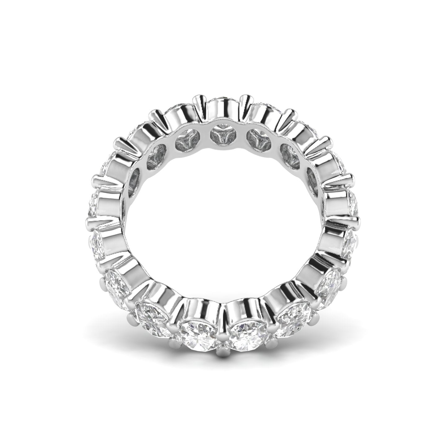 White Gold Studded 5.1 Carat Lab Grown Diamond Ring-F Color VVS Clarity.