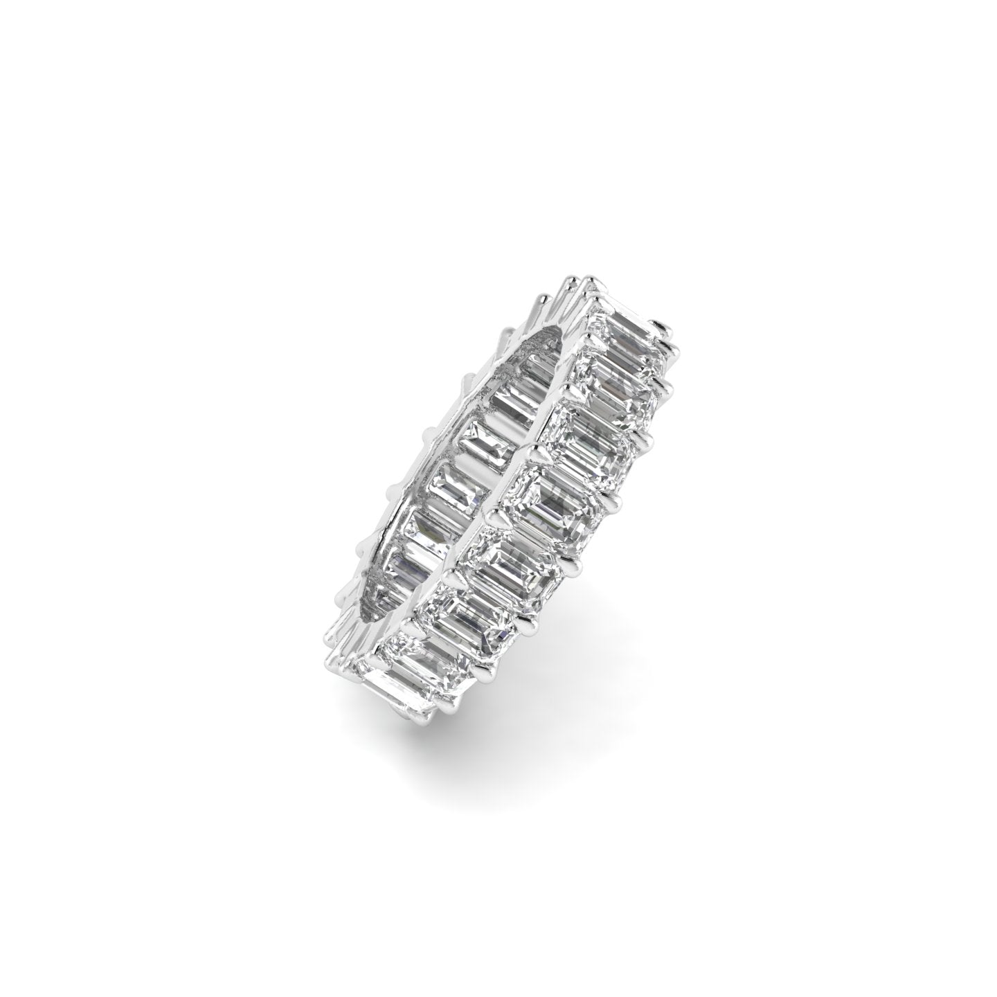 White Gold Studded 5 Carat Lab Grown Diamond Ring-E Color VVS Clarity.